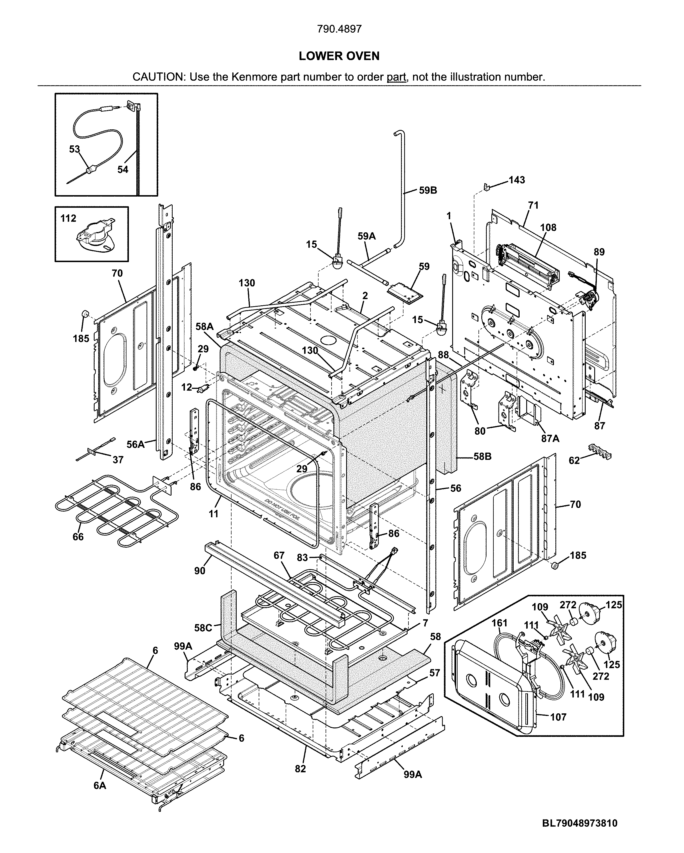 Kenmore Elite 79048977810 lower oven diagram