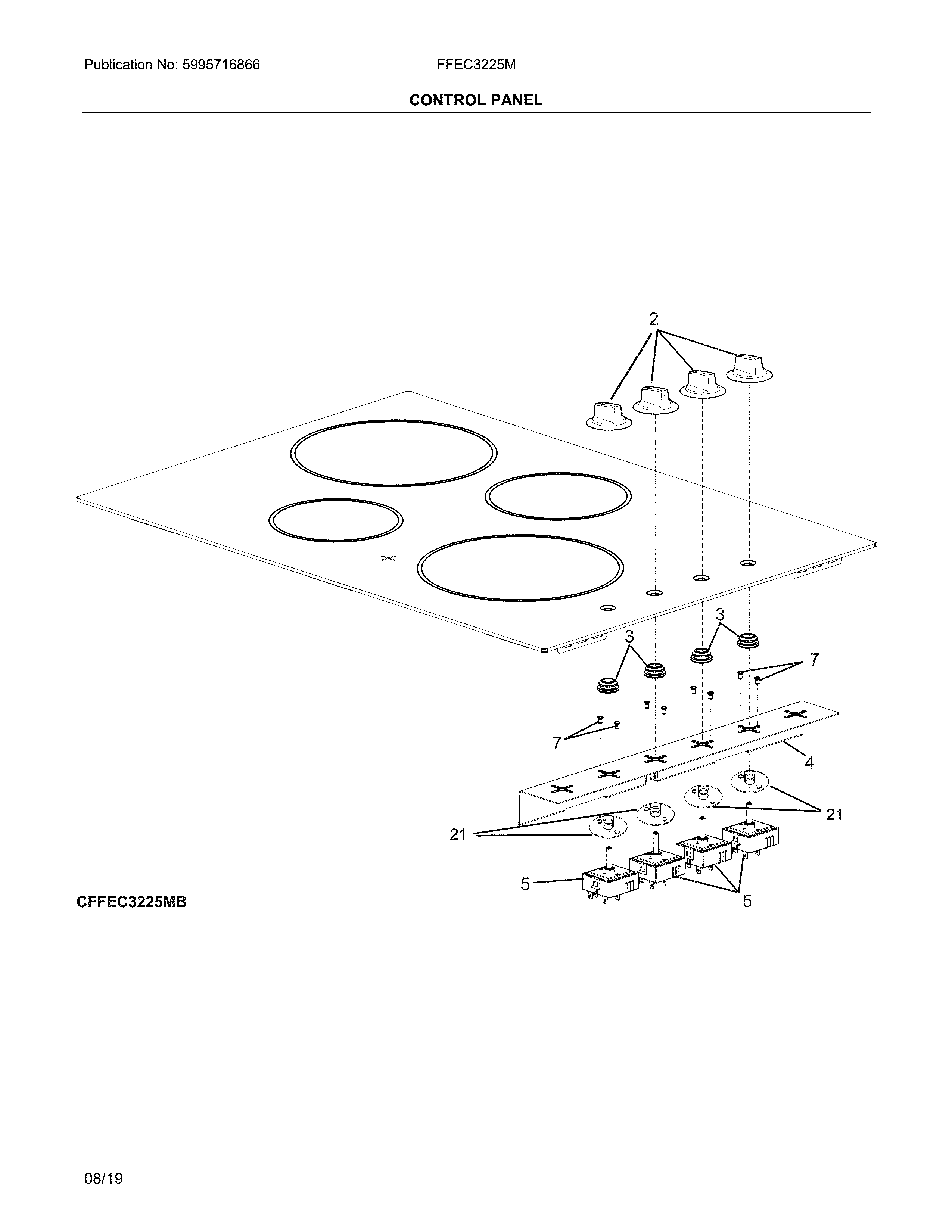 Frigidaire FFEC3225MWB control panel diagram