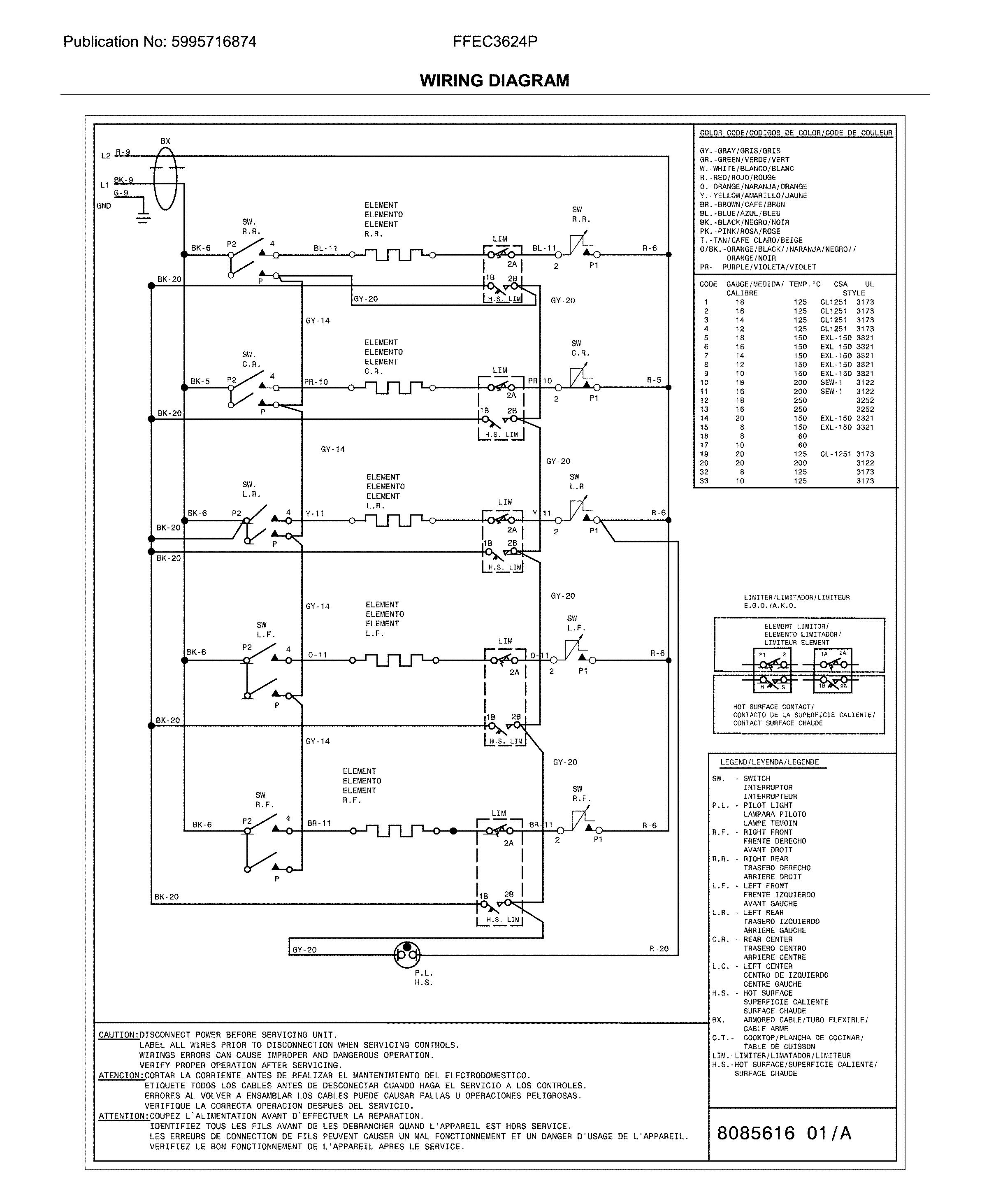 Frigidaire FFEC3624PSB wiring diagram diagram