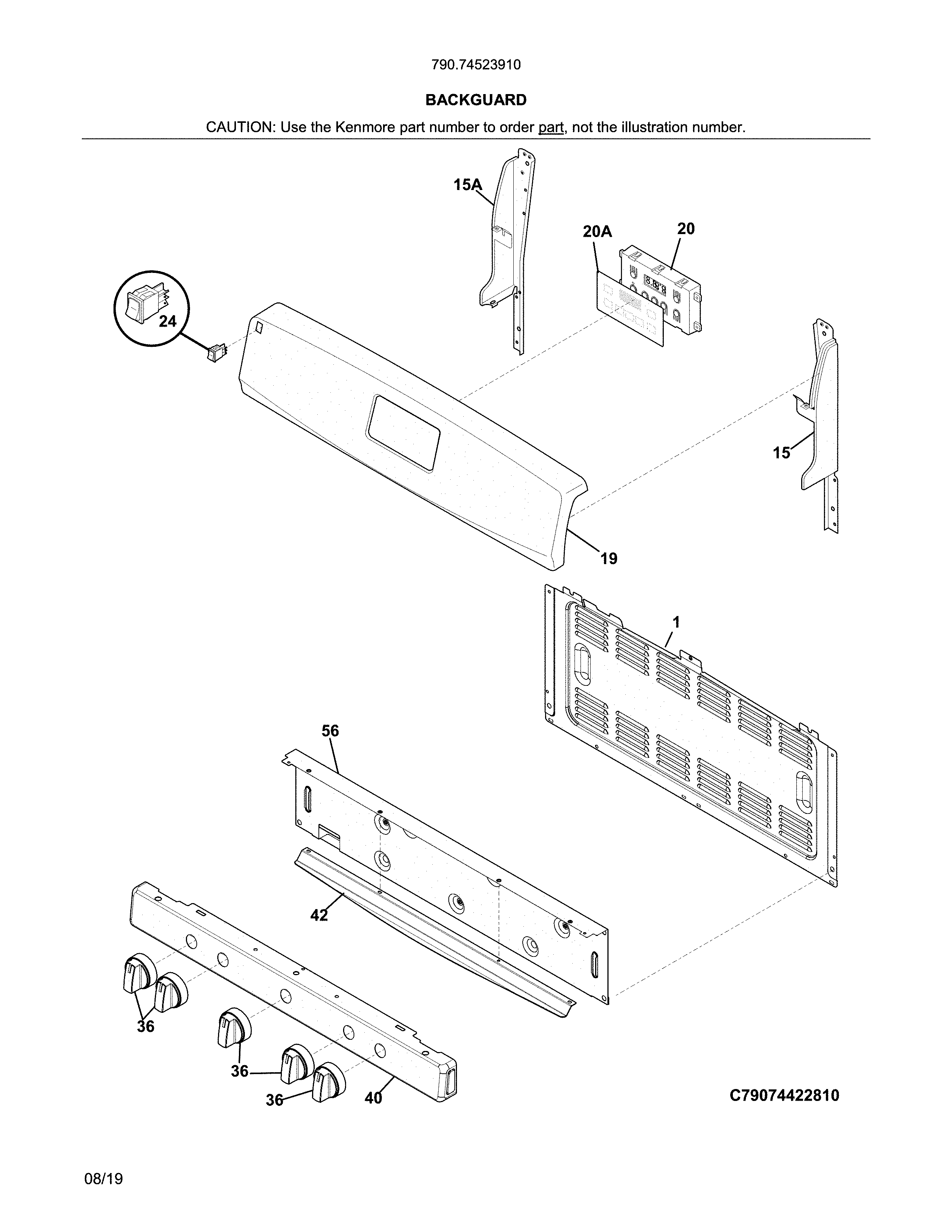 Kenmore 79074523910 backguard diagram