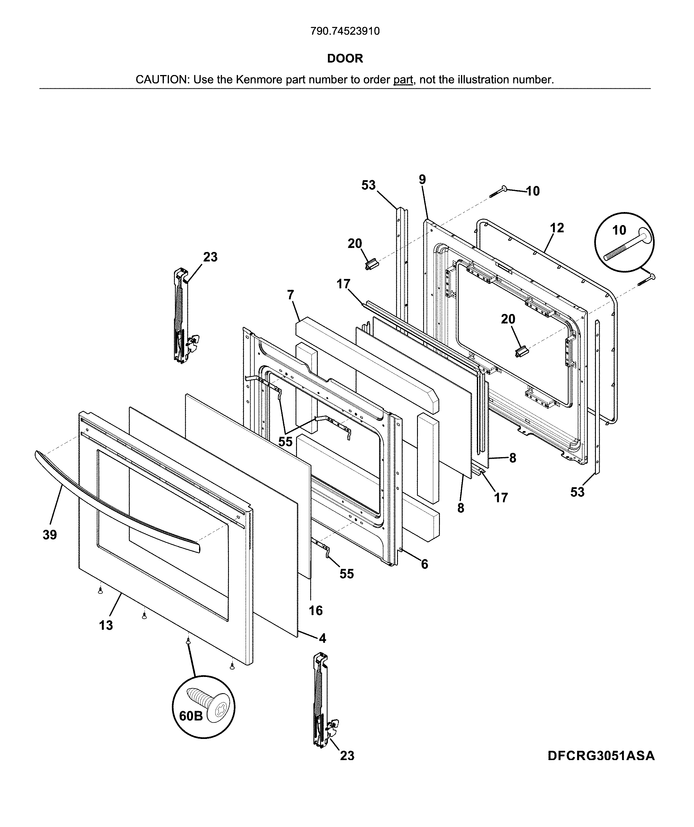 Kenmore 79074523910 door diagram