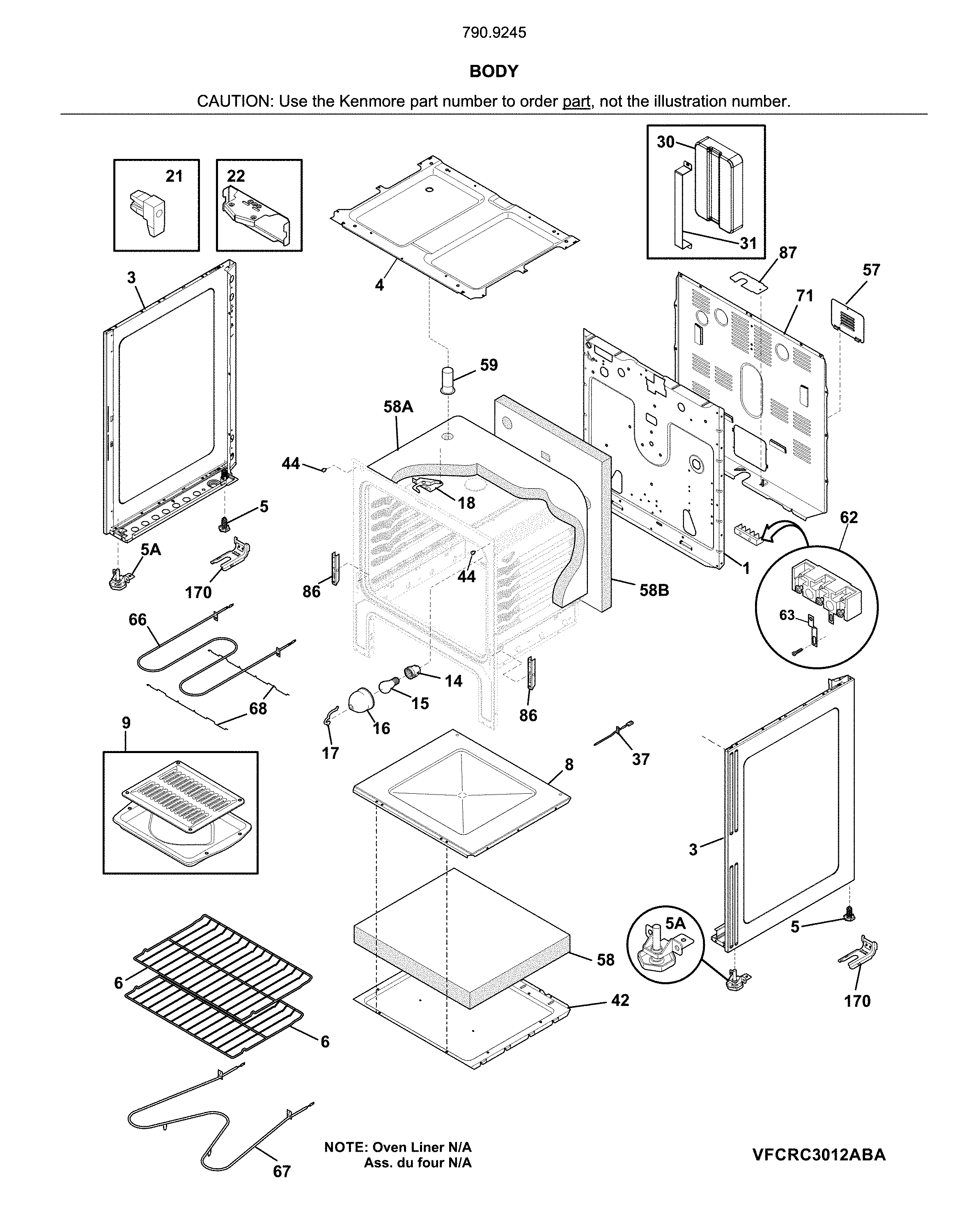 Kenmore 79092452910 body diagram