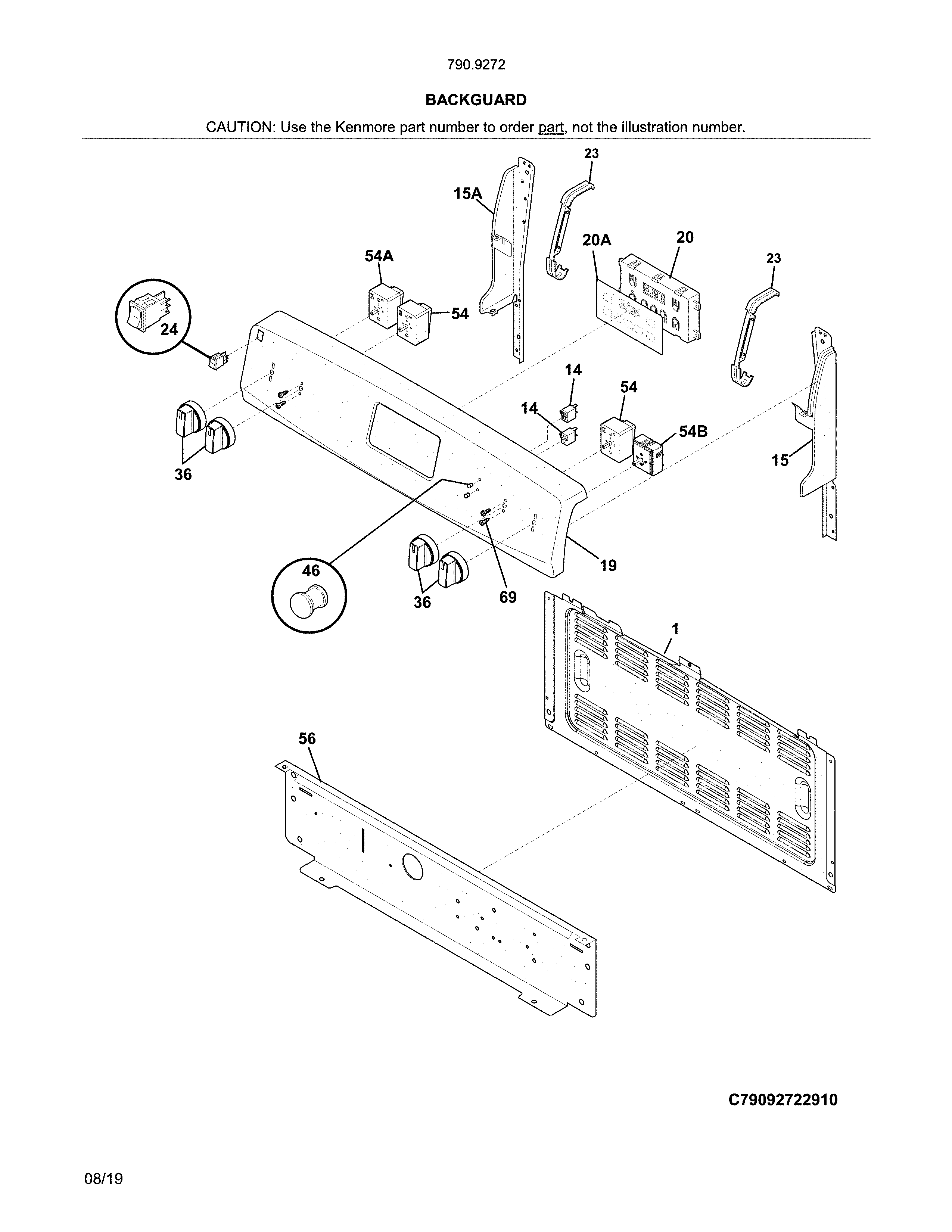 Kenmore 79092722910 backguard diagram