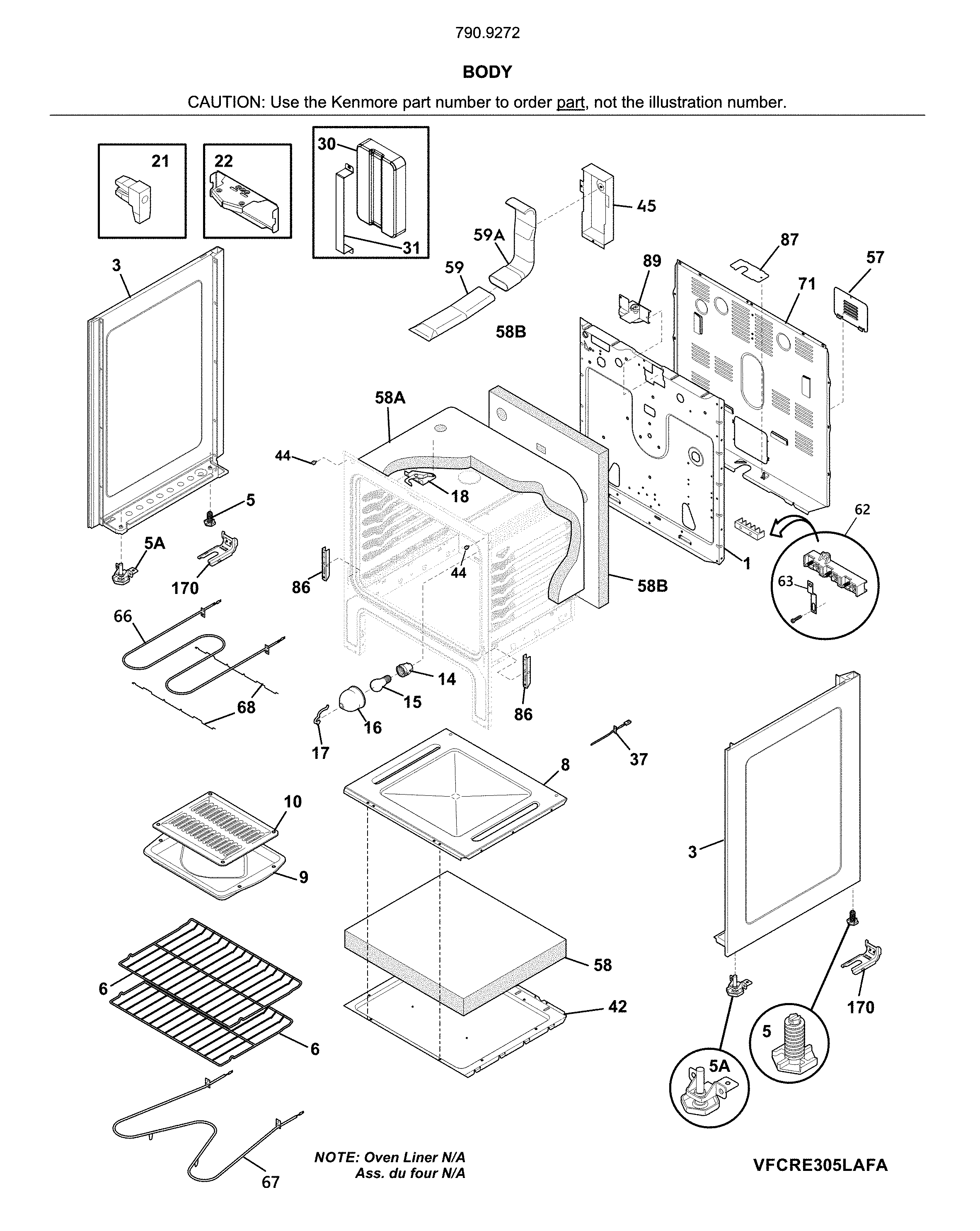Kenmore 79092722910 body diagram