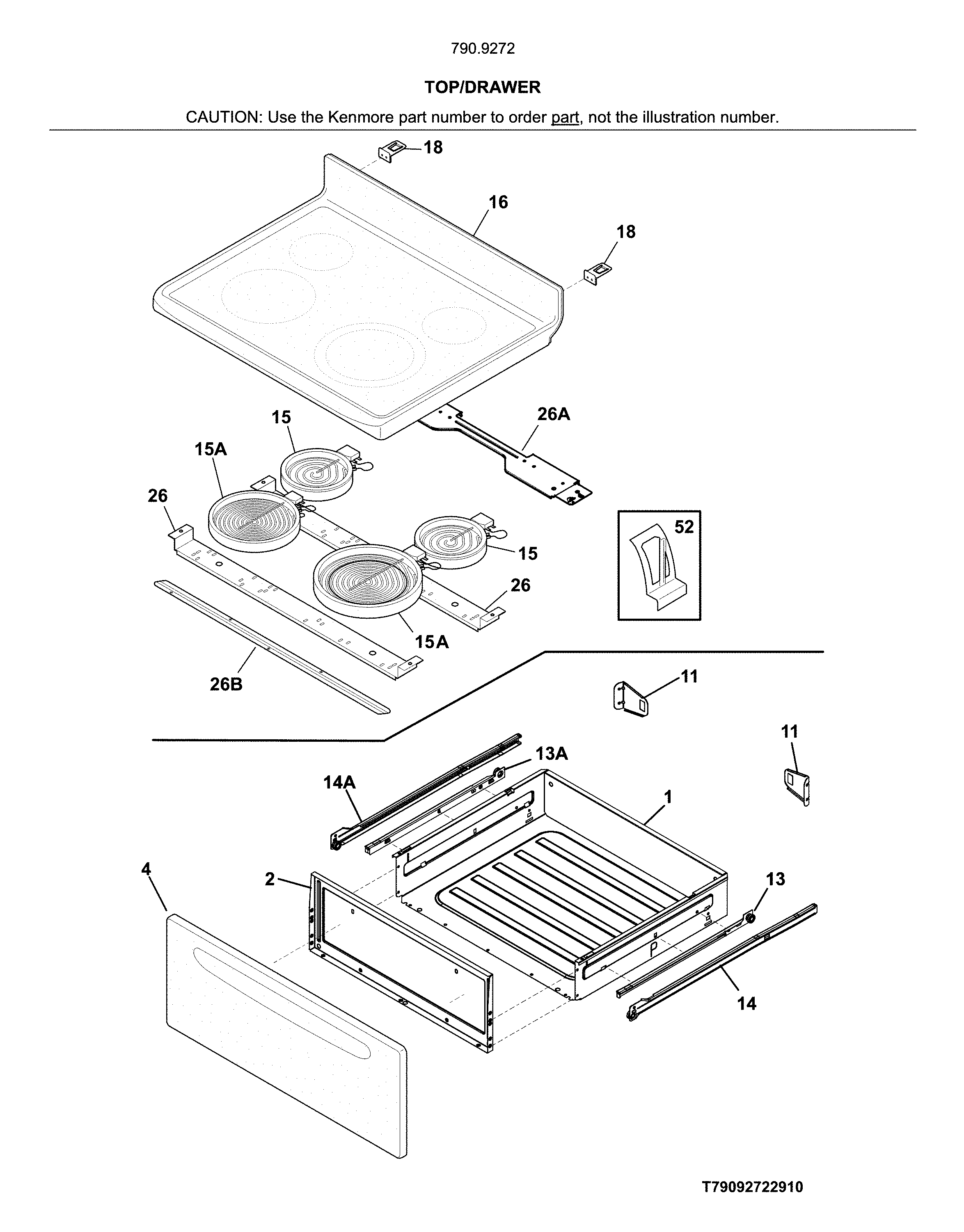 Kenmore 79092722910 top/drawer diagram
