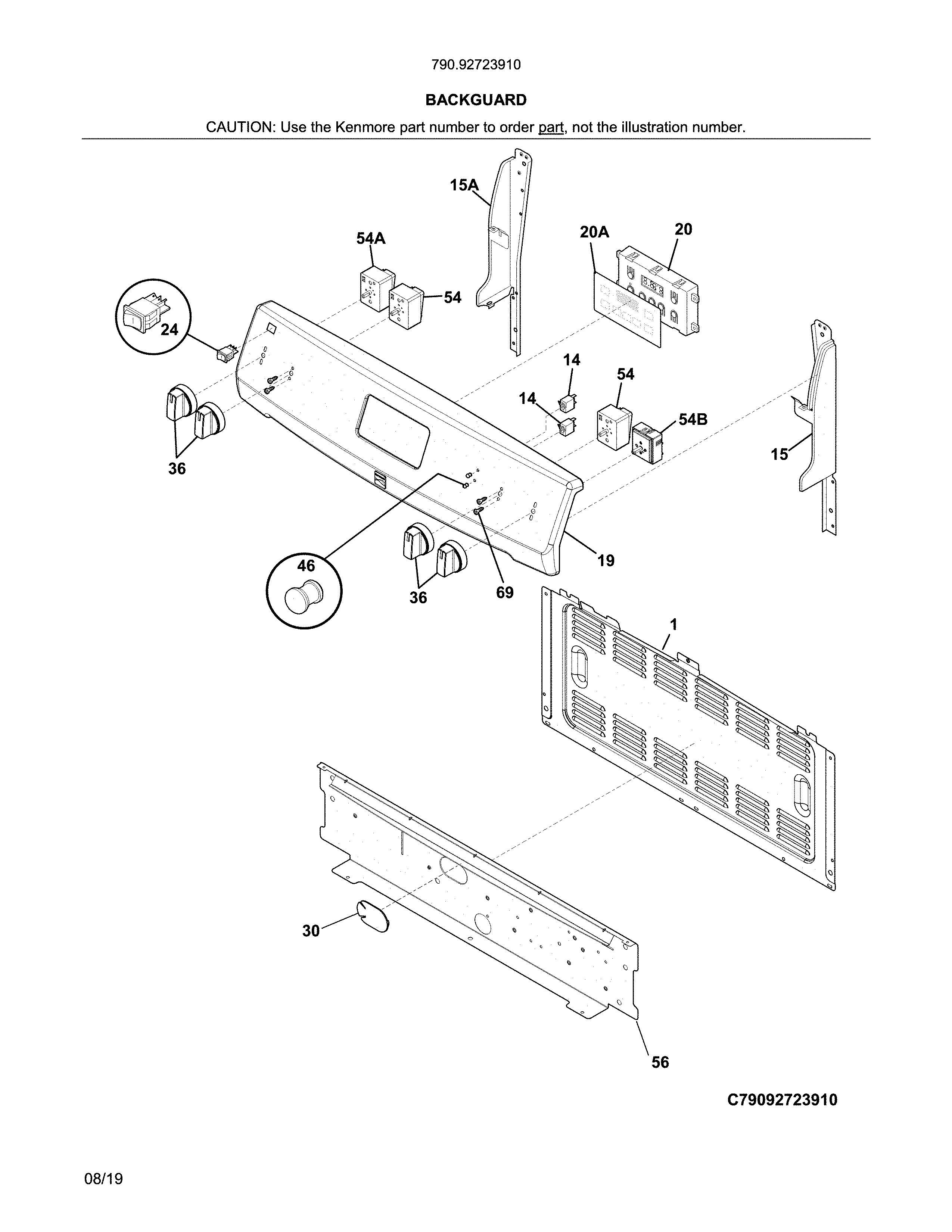 Kenmore 79092723910 backguard diagram