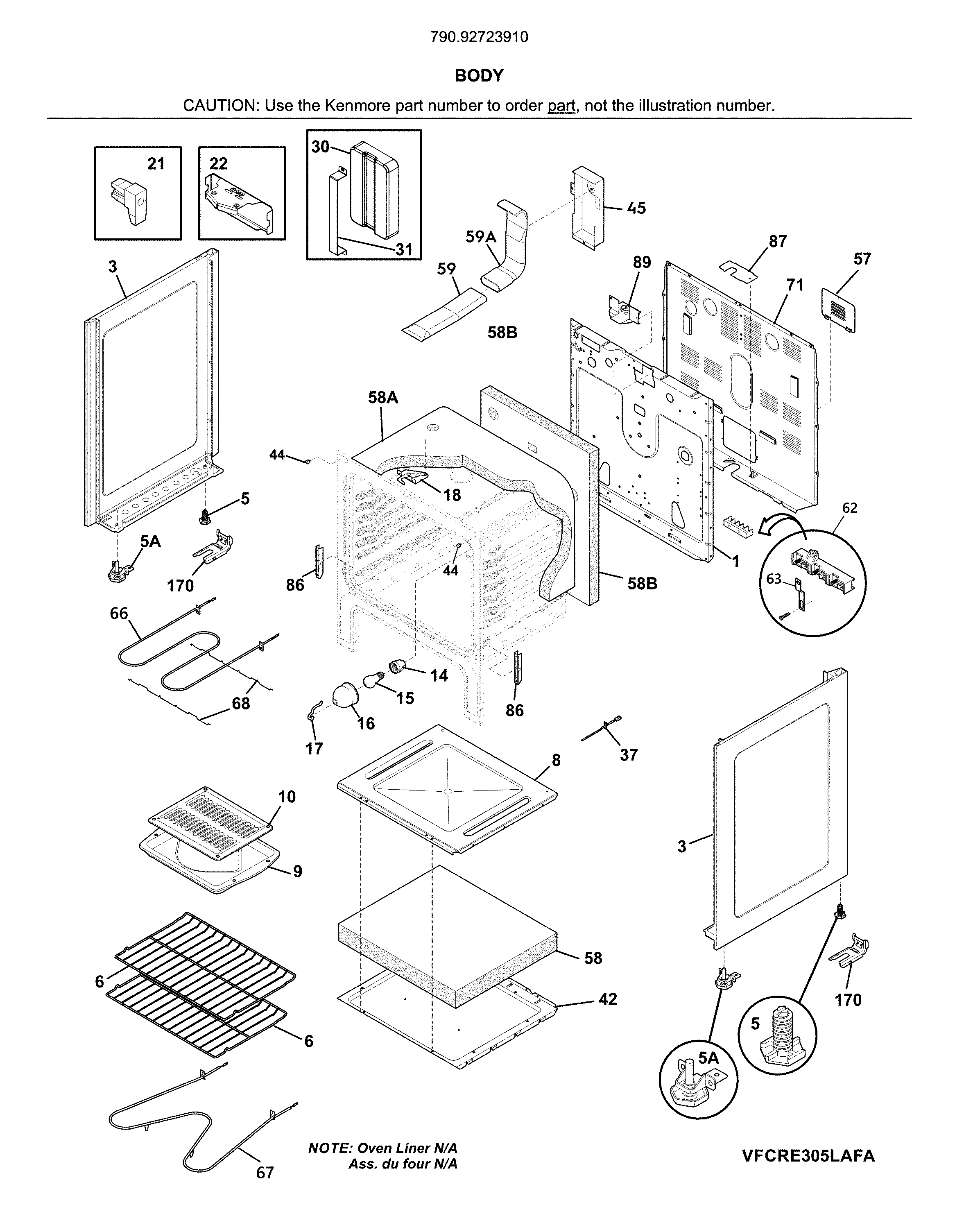 Kenmore 79092723910 body diagram
