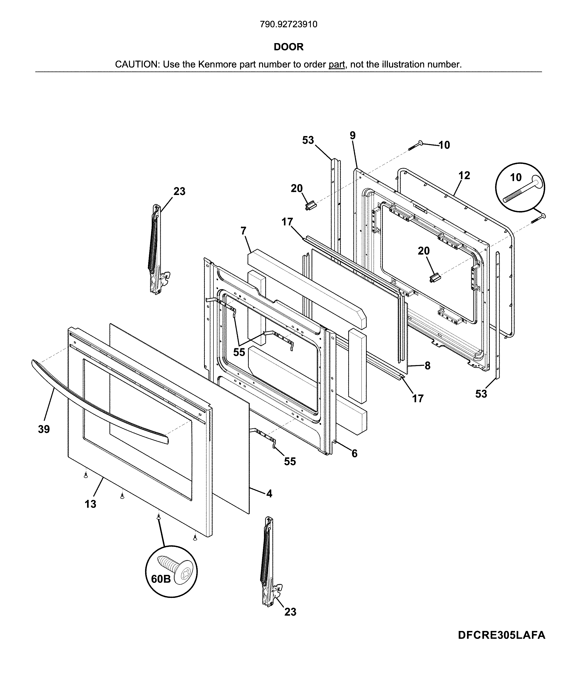Kenmore 79092723910 door diagram