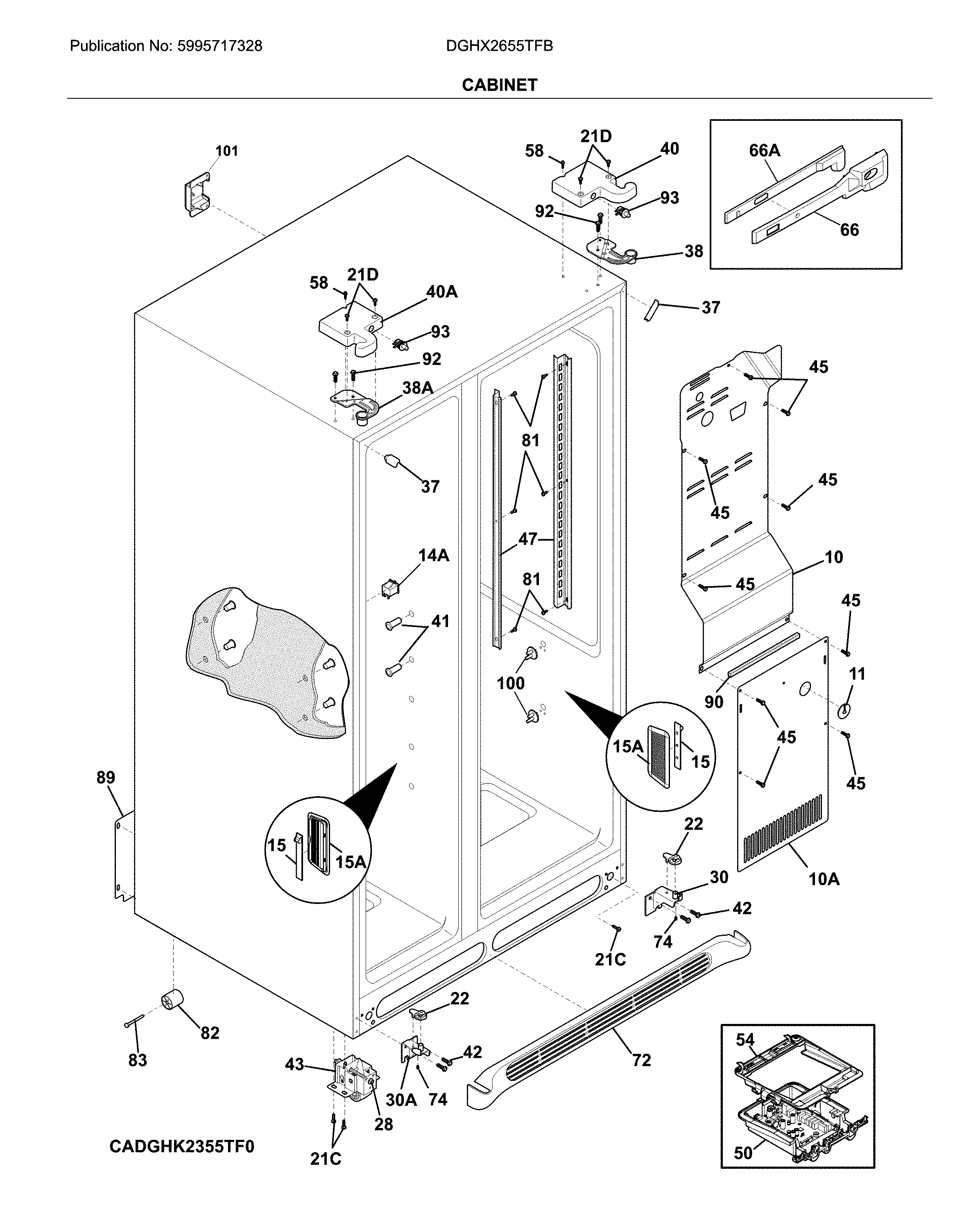 Frigidaire DGHX2655TFB cabinet diagram