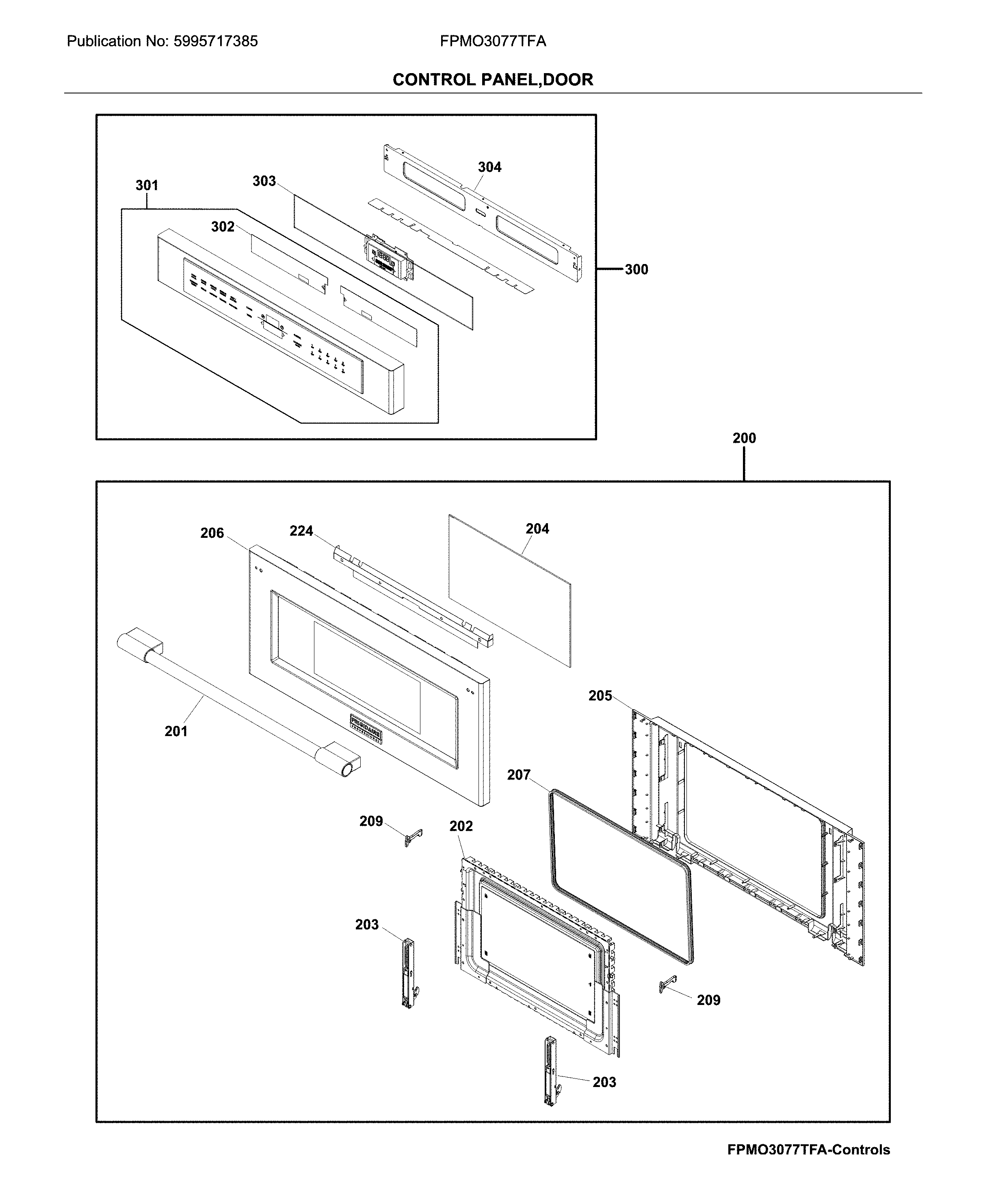 Frigidaire FPMO3077TFA control panel,door diagram