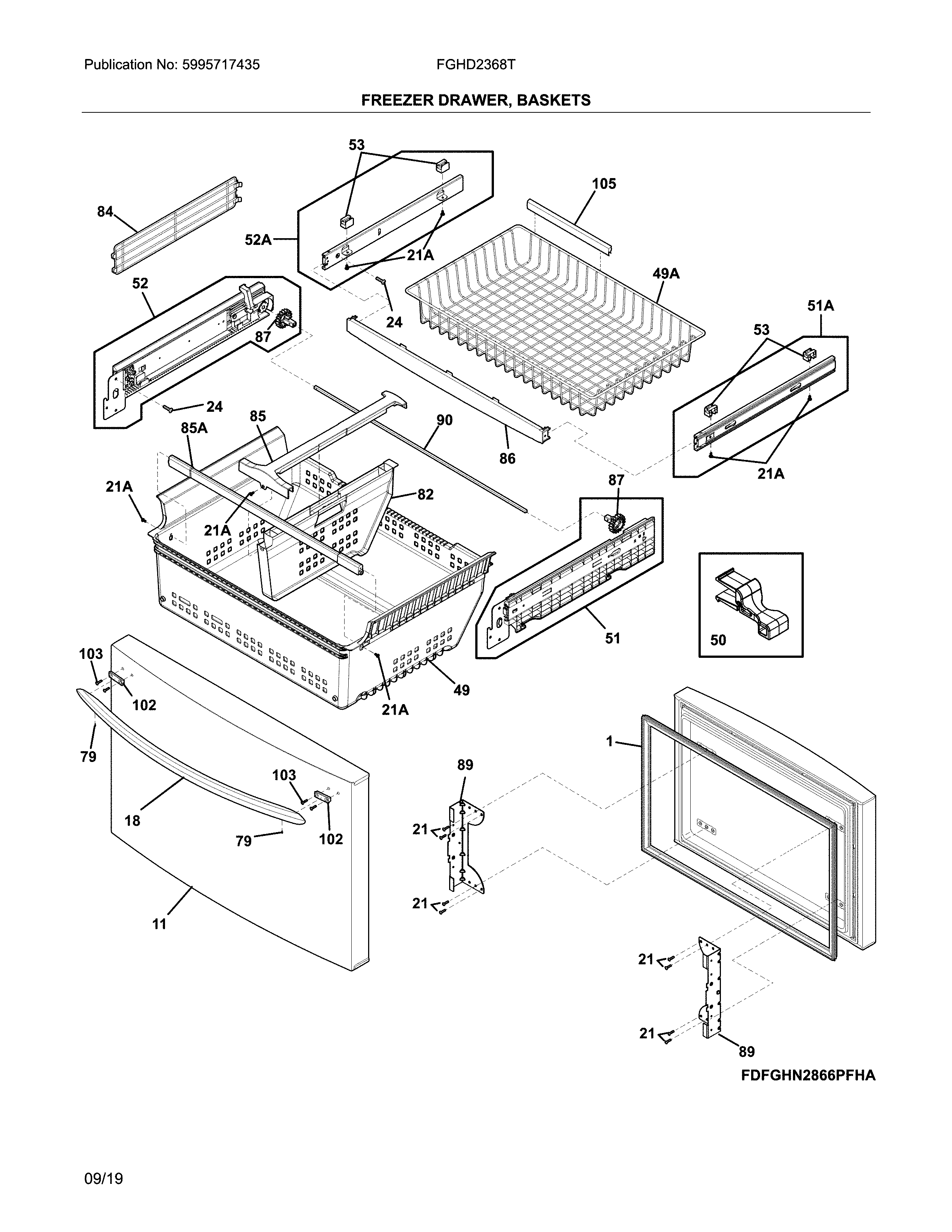 Frigidaire FGHD2368TD7 freezer door diagram