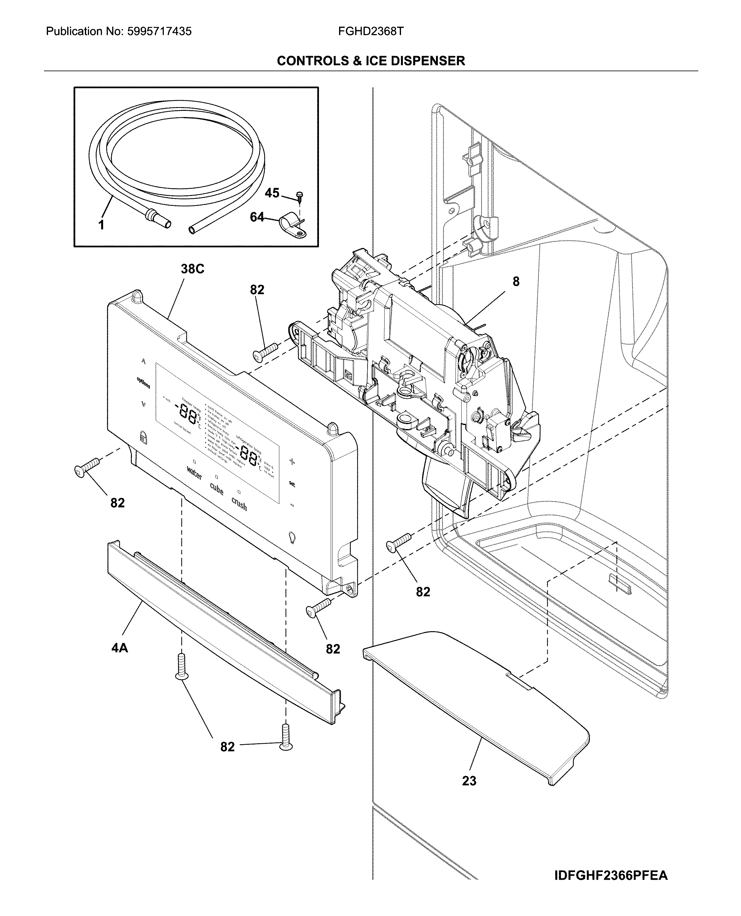 Frigidaire FGHD2368TD7 dispenser diagram