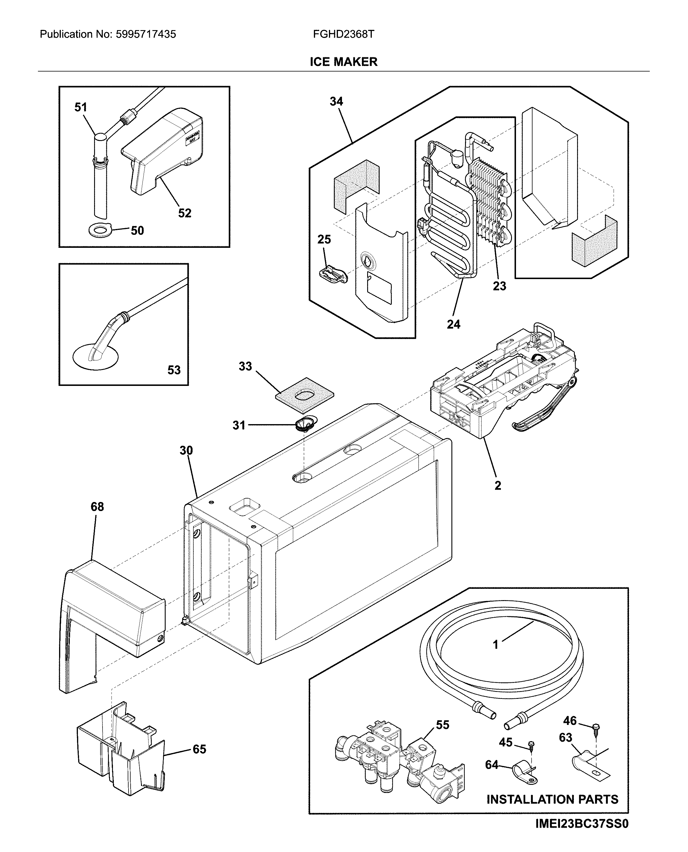 Frigidaire FGHD2368TD7 ice maker diagram