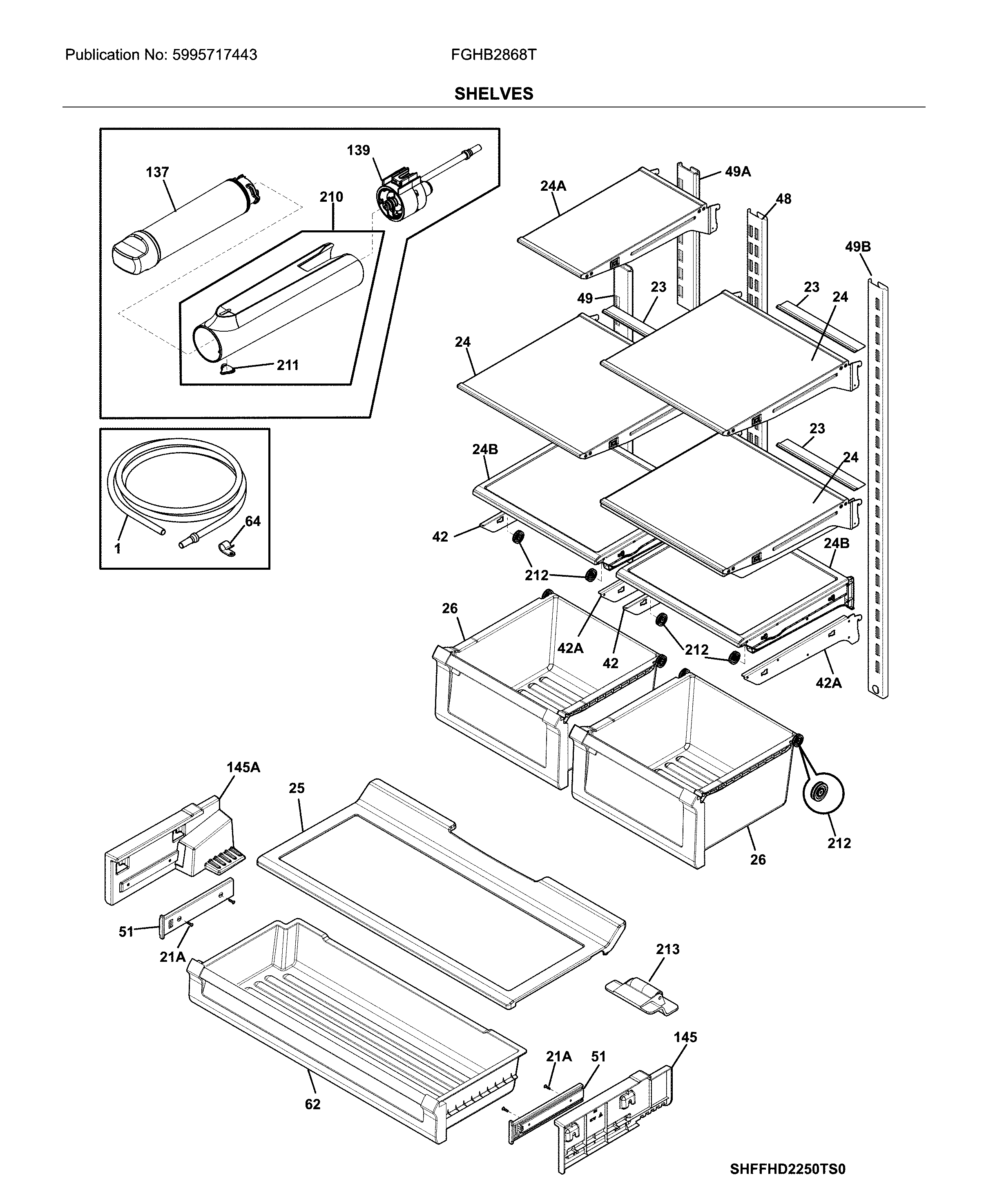 Frigidaire FGHB2868TD6 shelves diagram