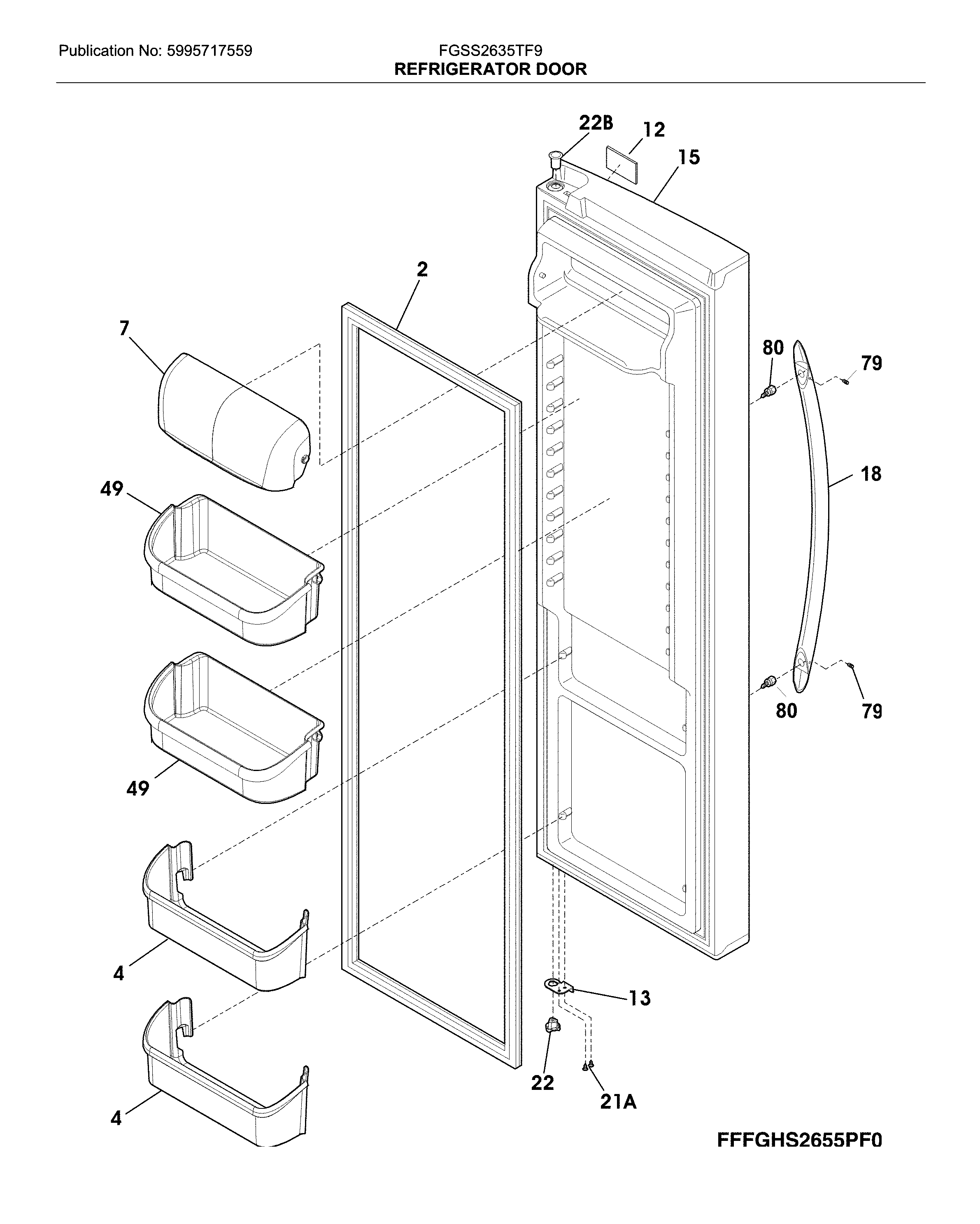 Frigidaire FGSS2635TF9 fresh food door diagram
