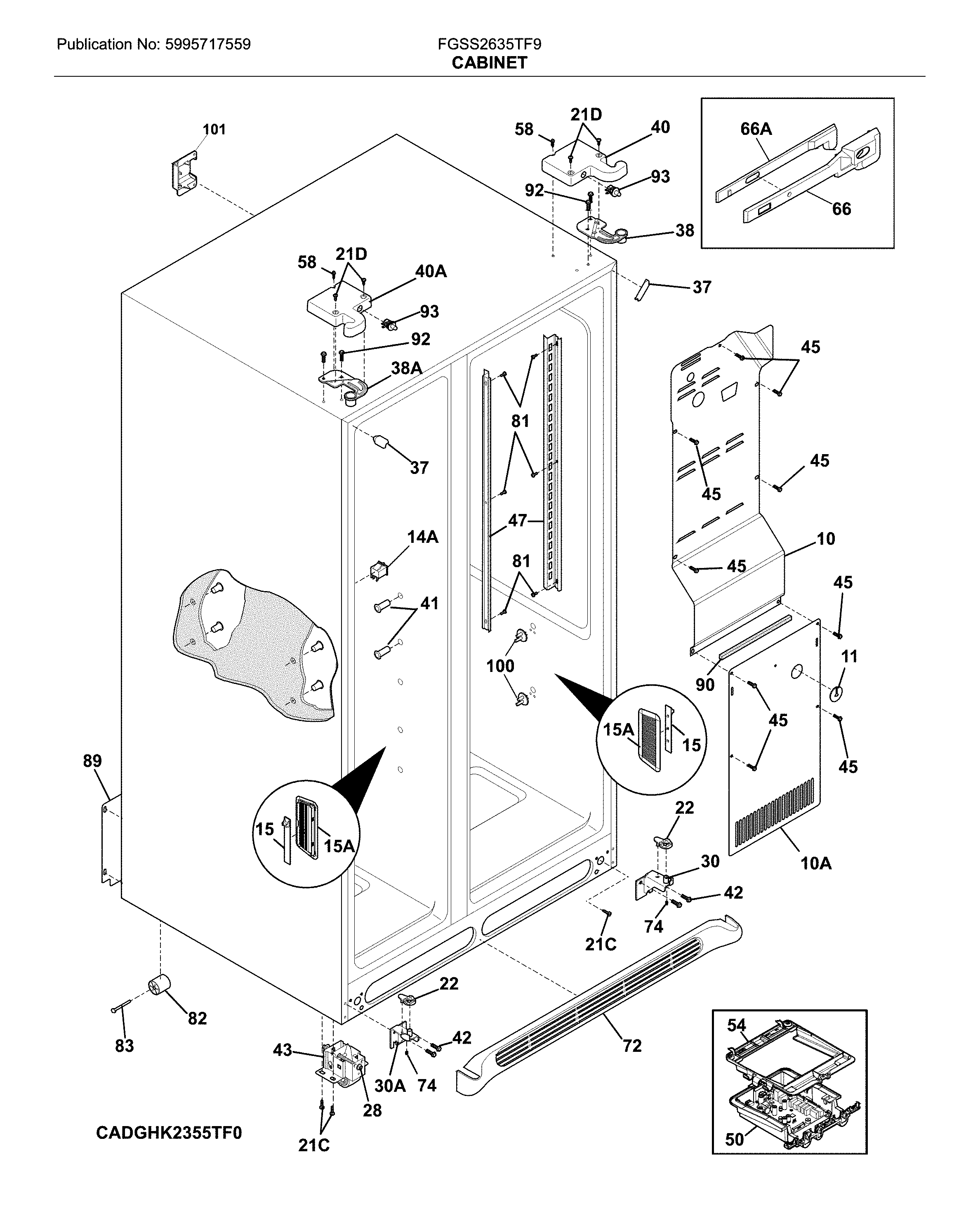 Frigidaire FGSS2635TF9 cabinet diagram