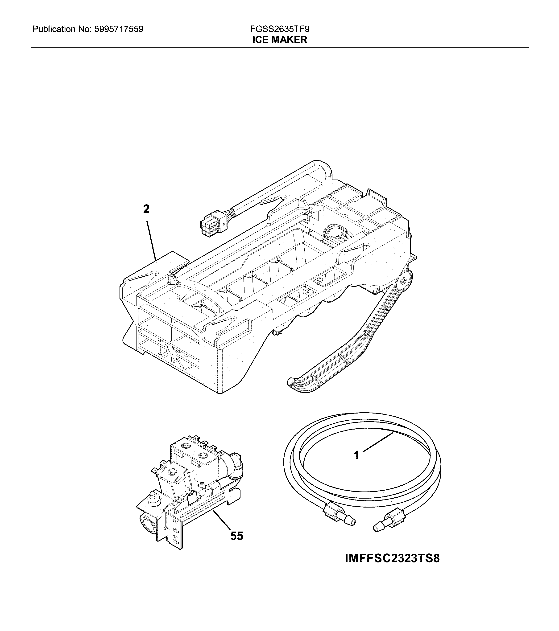 Frigidaire FGSS2635TF9 ice maker diagram