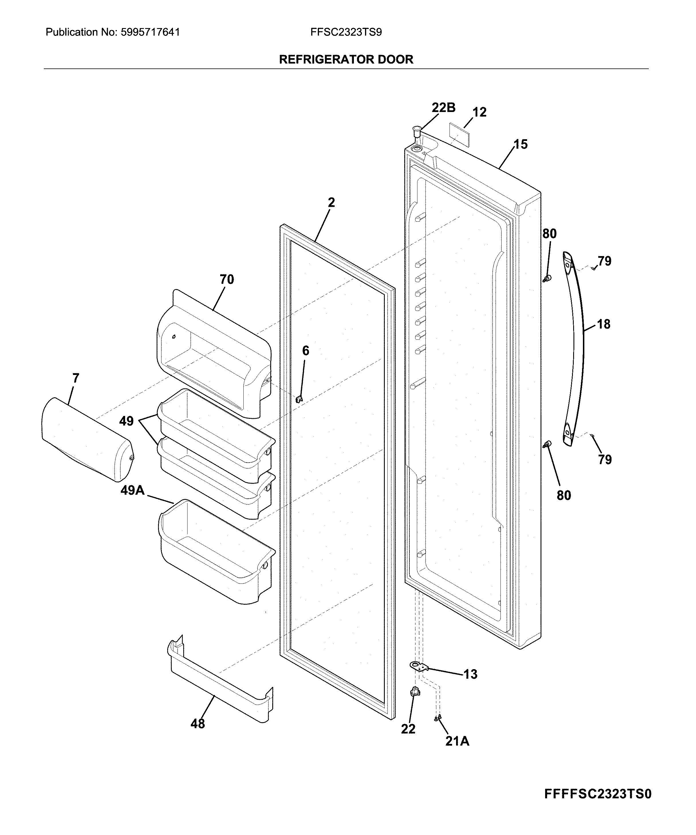 Frigidaire FFSC2323TS9 fresh food door diagram
