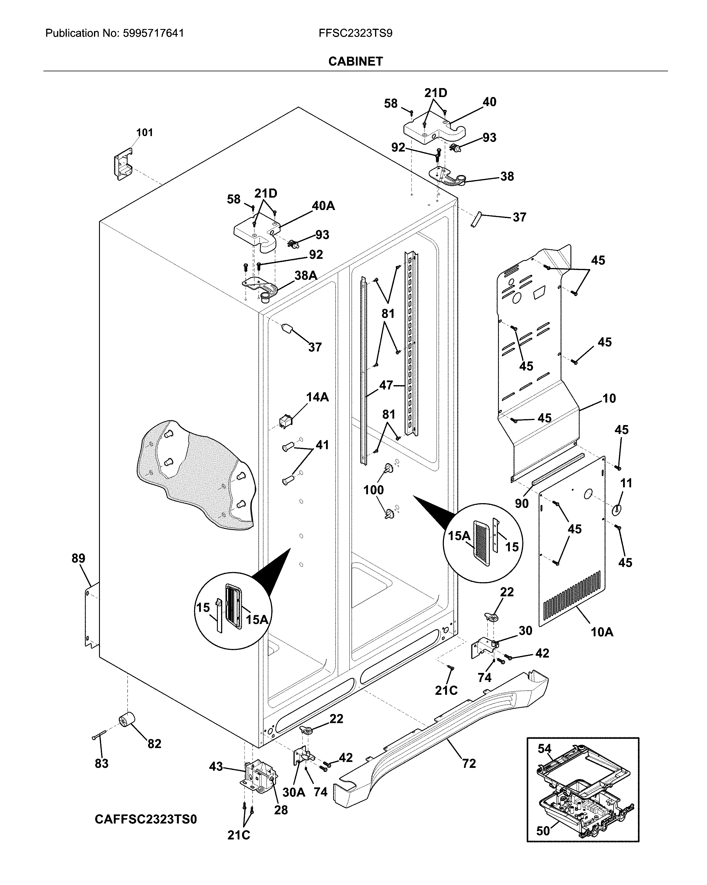 Frigidaire FFSC2323TS9 cabinet diagram