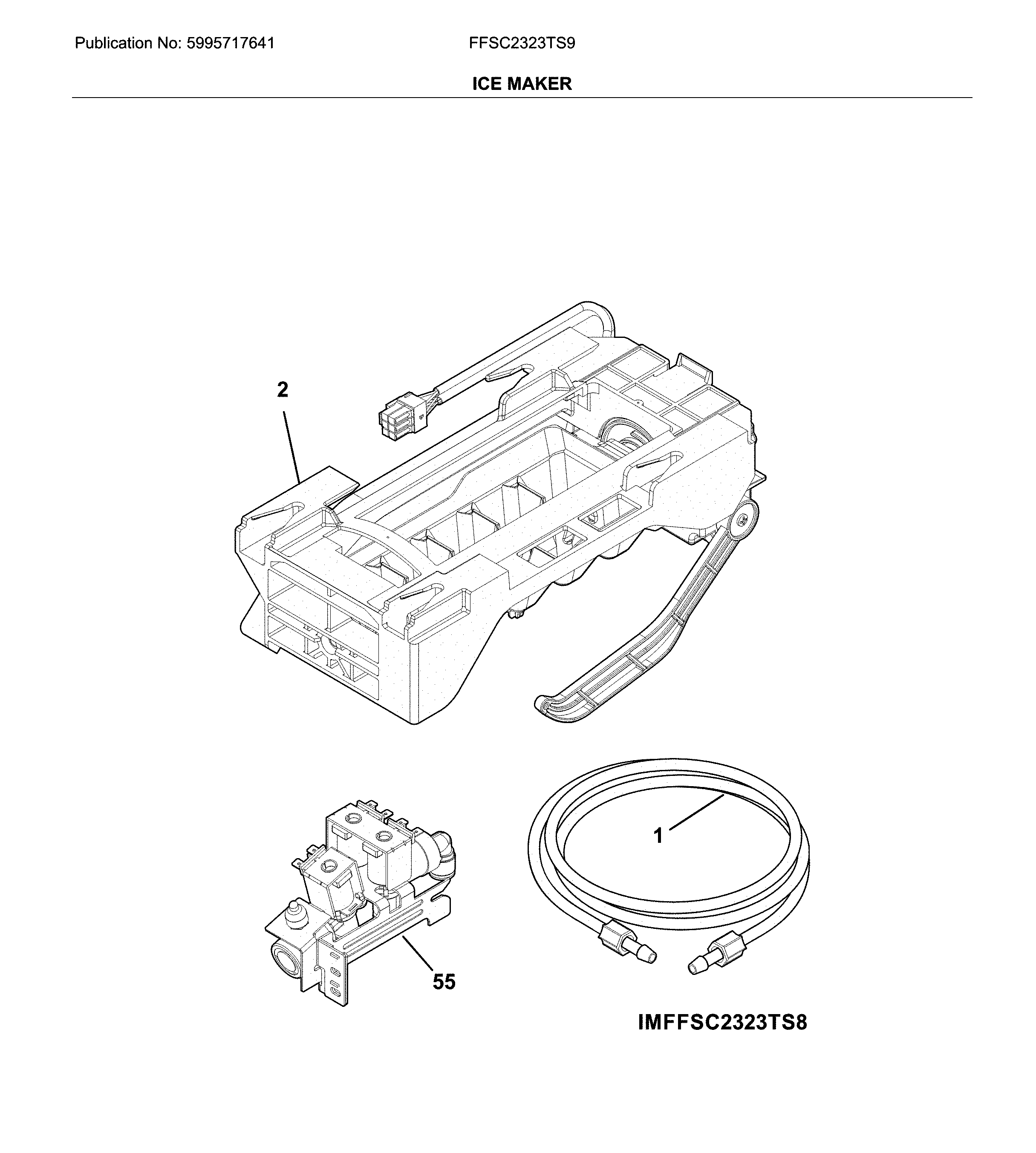 Frigidaire FFSC2323TS9 ice maker diagram