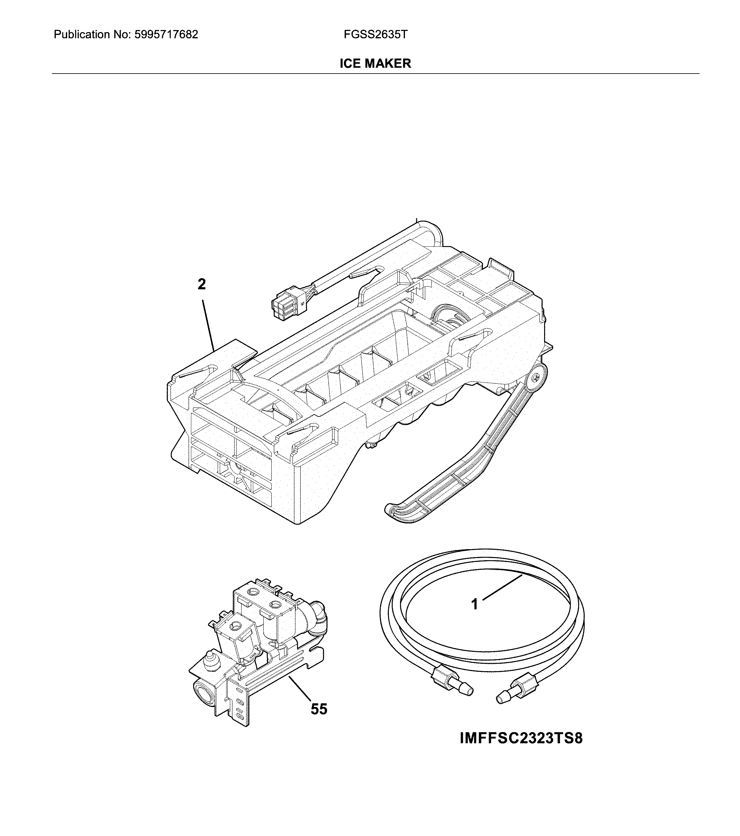 Frigidaire FGSS2635TP8 ice maker diagram