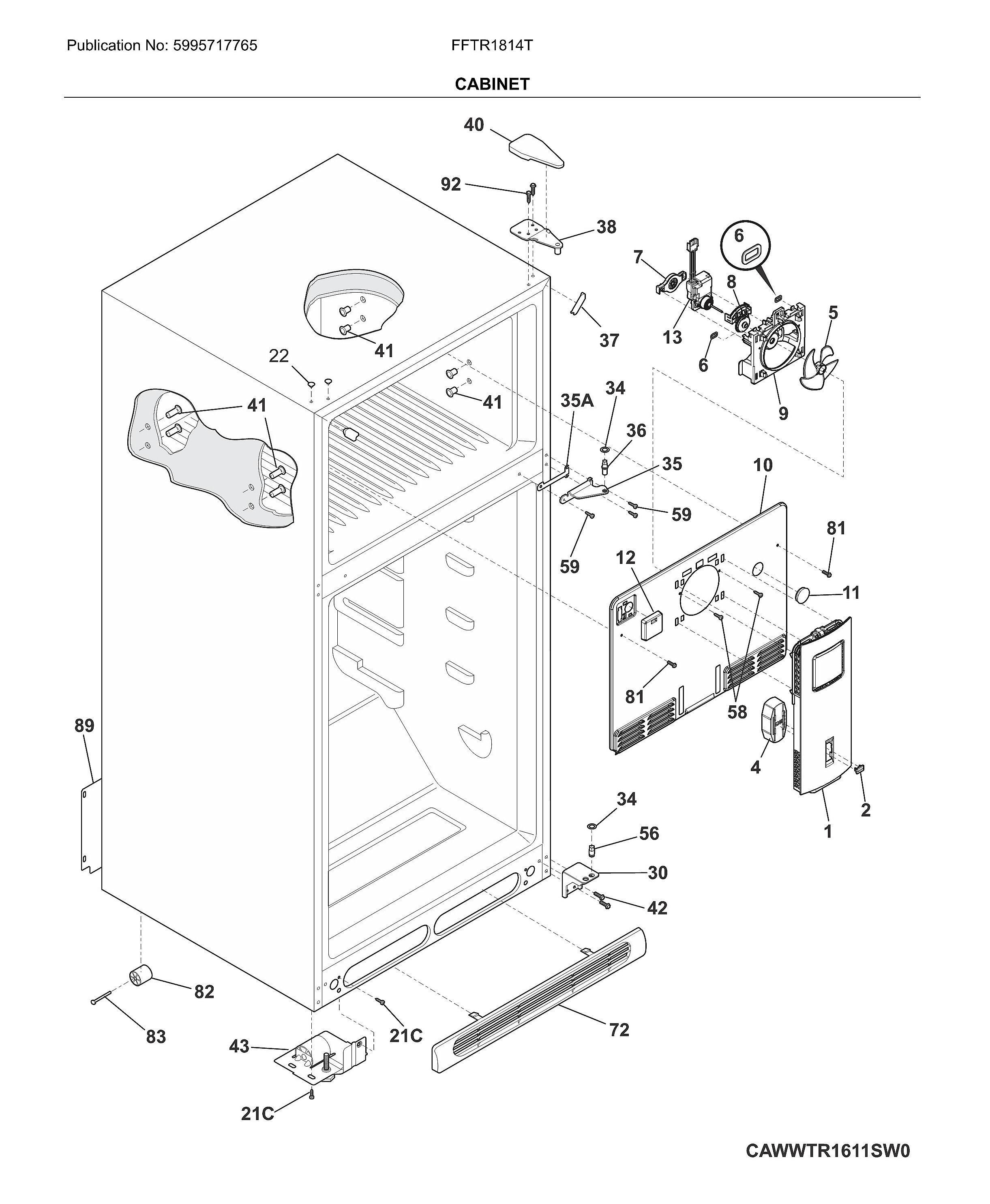 Frigidaire FFTR1814TBE cabinet diagram