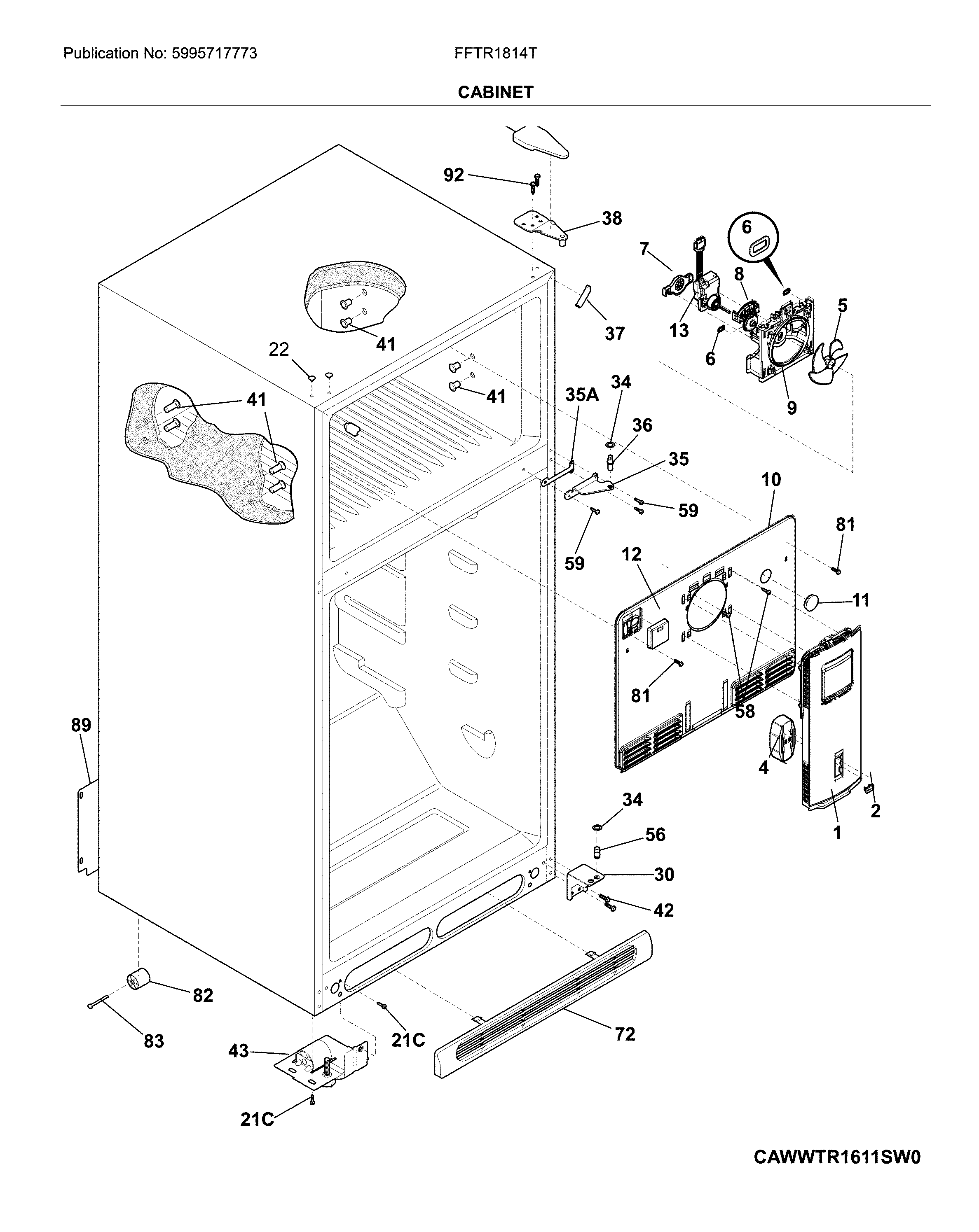 Frigidaire FFTR1814TBB cabinet diagram