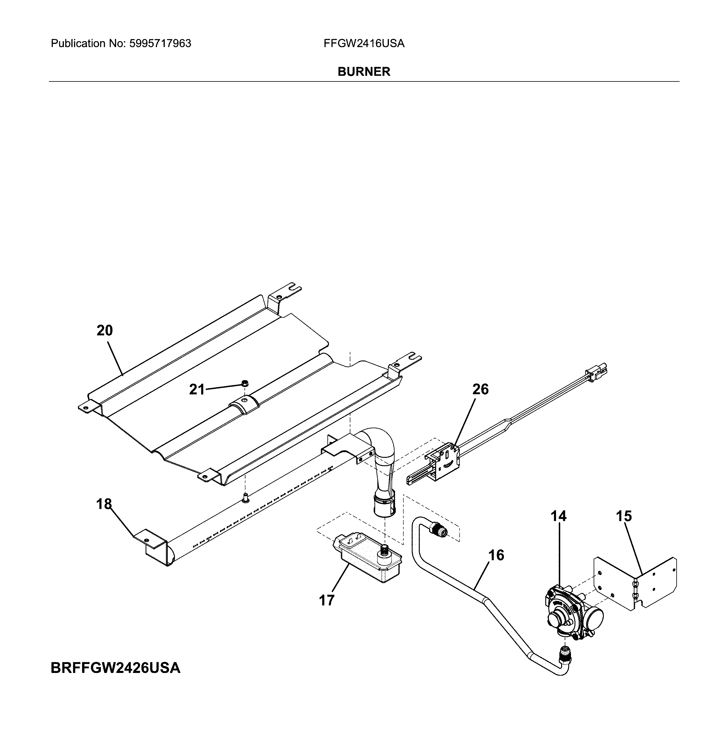 Frigidaire FFGW2416USA burner diagram