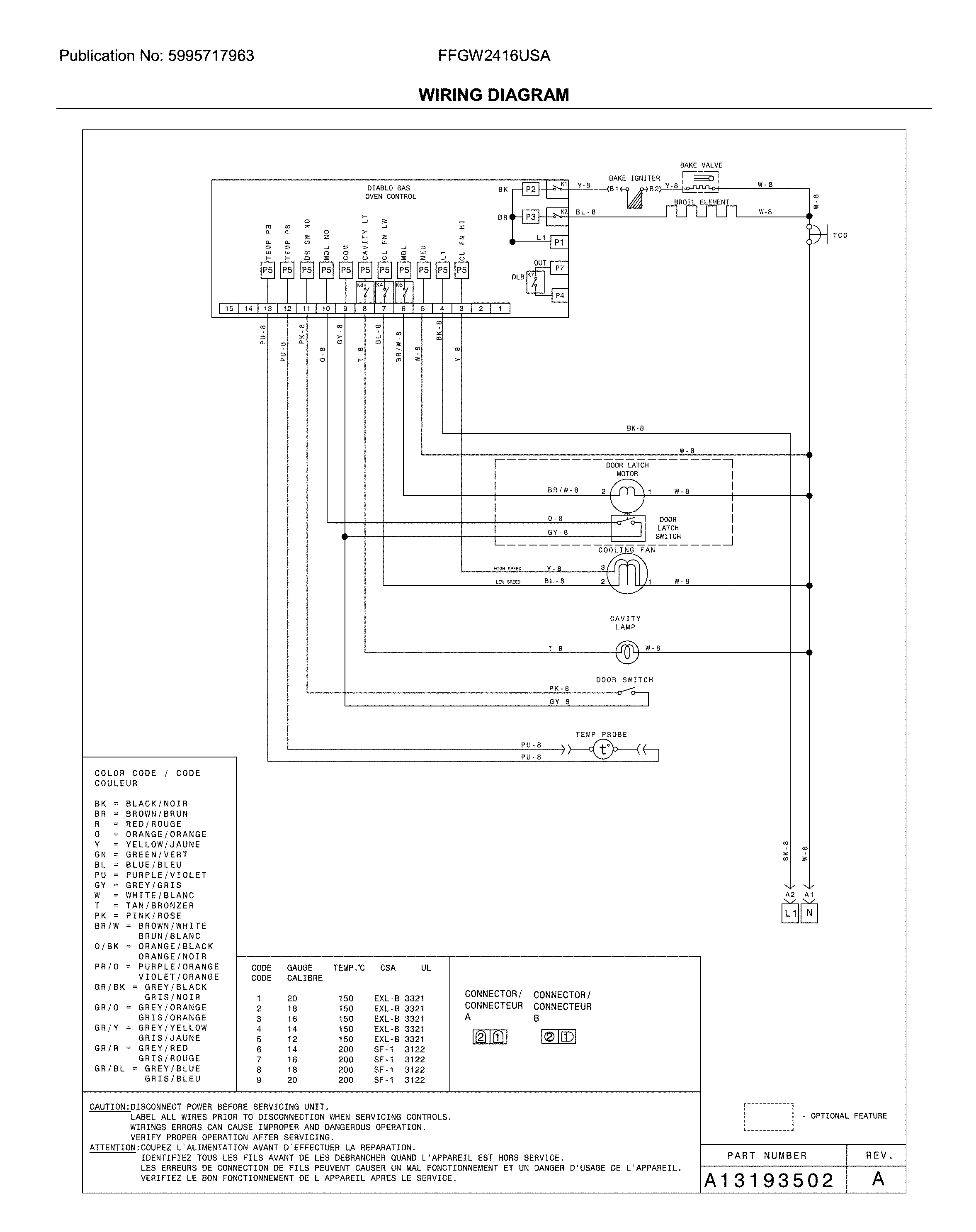 Frigidaire FFGW2416USA wiring diagram diagram