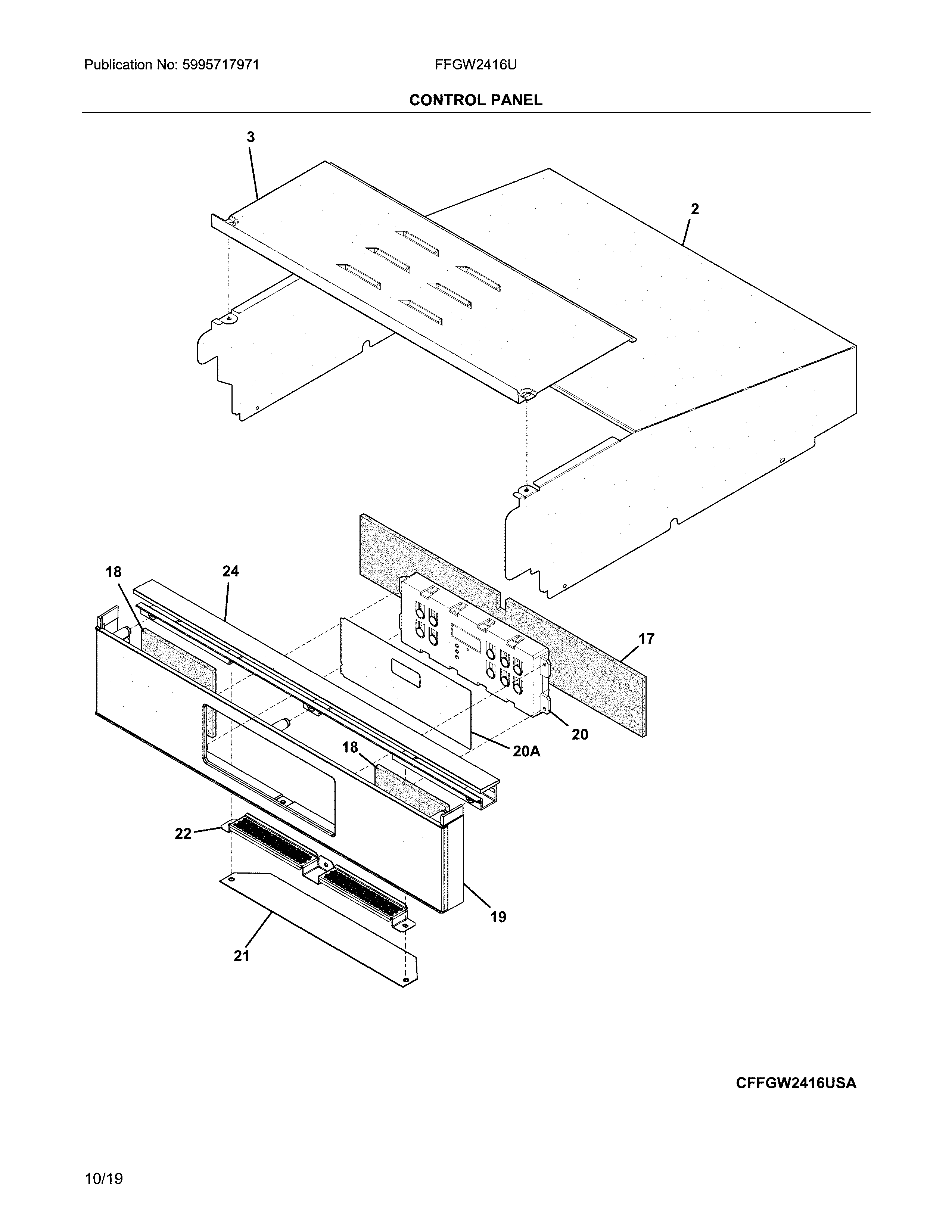 Frigidaire FFGW2416UWA control panel diagram