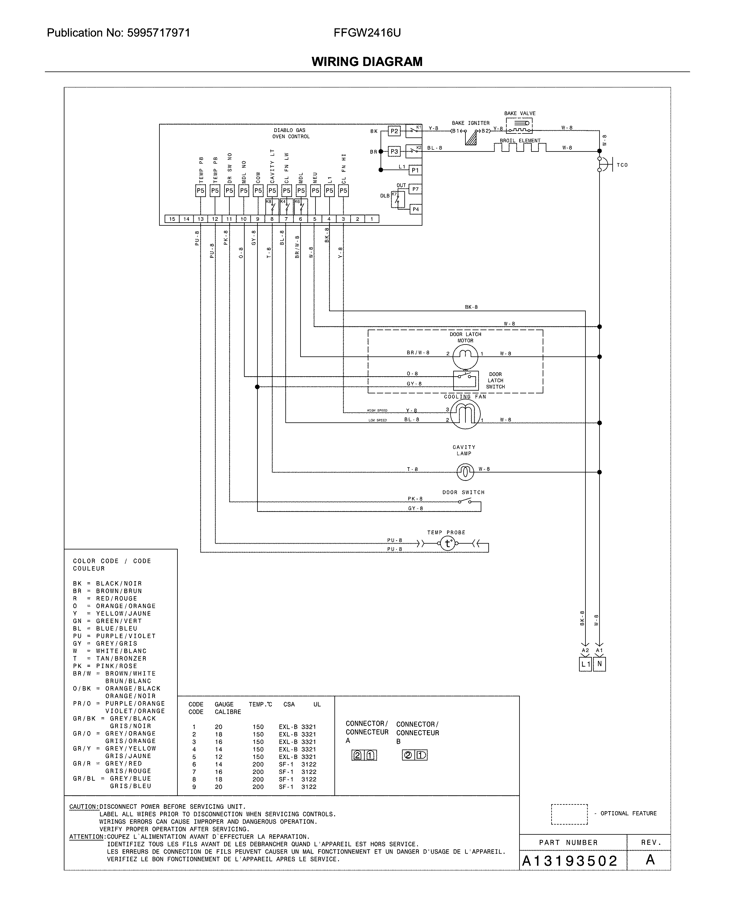 Frigidaire FFGW2416UWA wiring diagram diagram