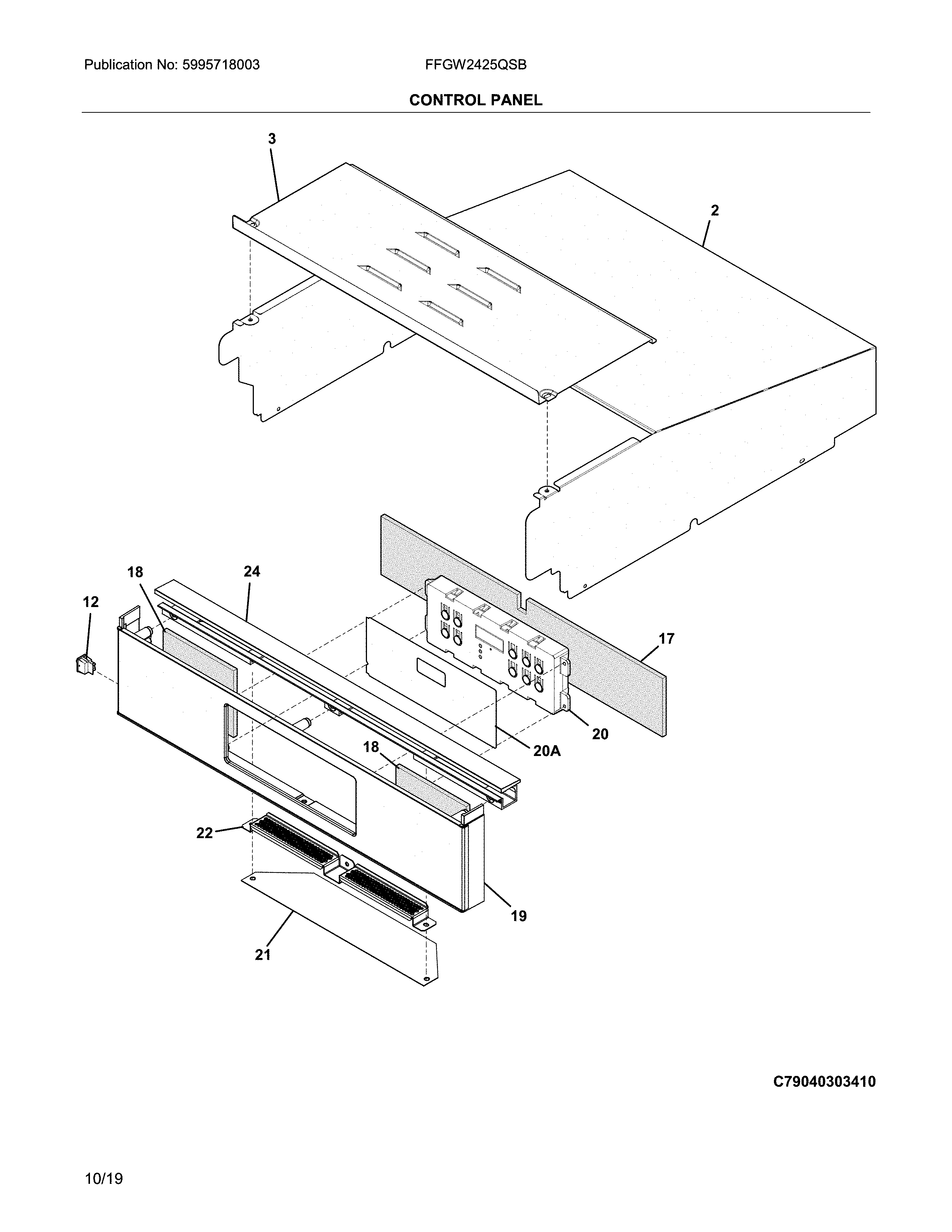 Frigidaire FFGW2425QSB control panel diagram