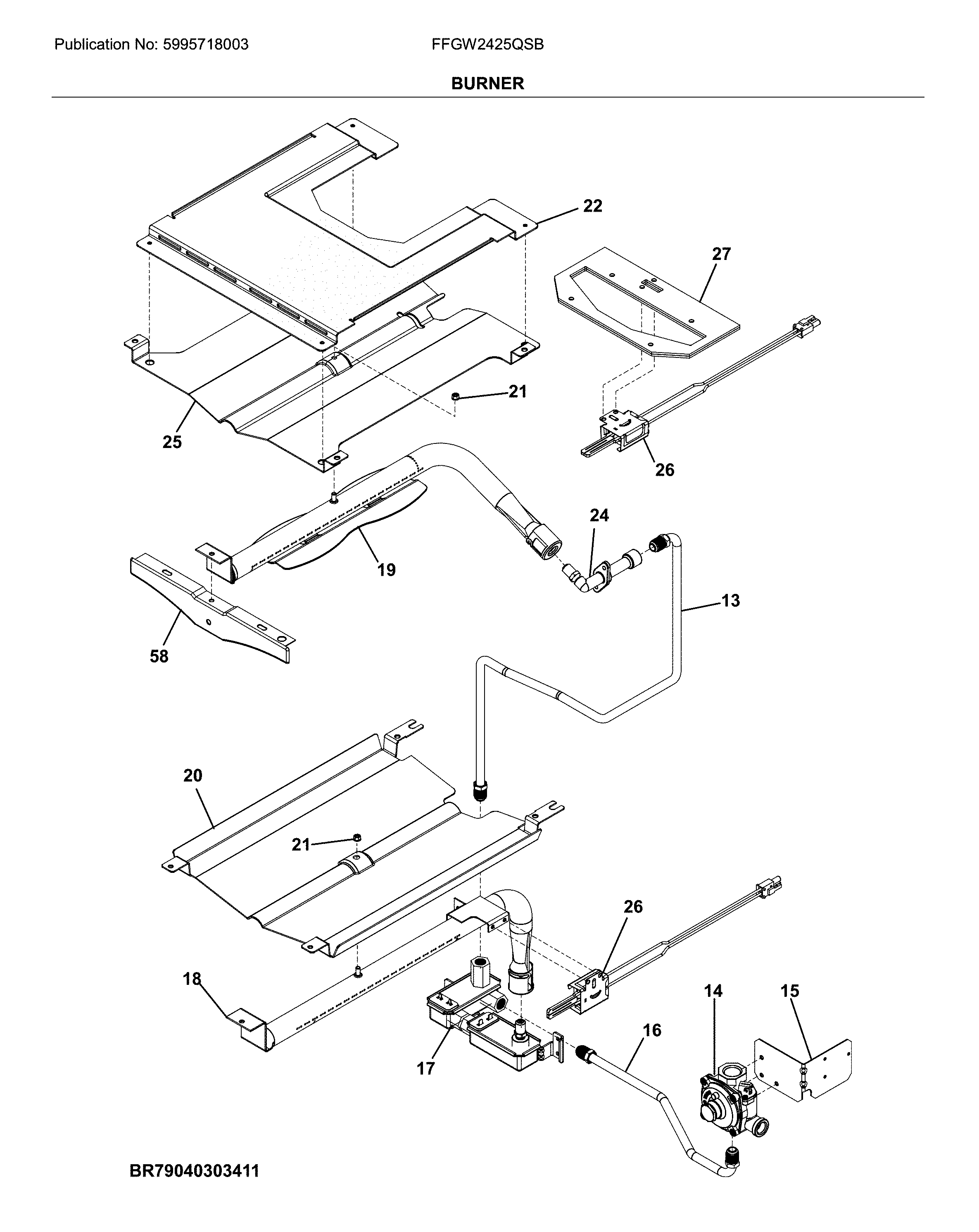 Frigidaire FFGW2425QSB burner diagram