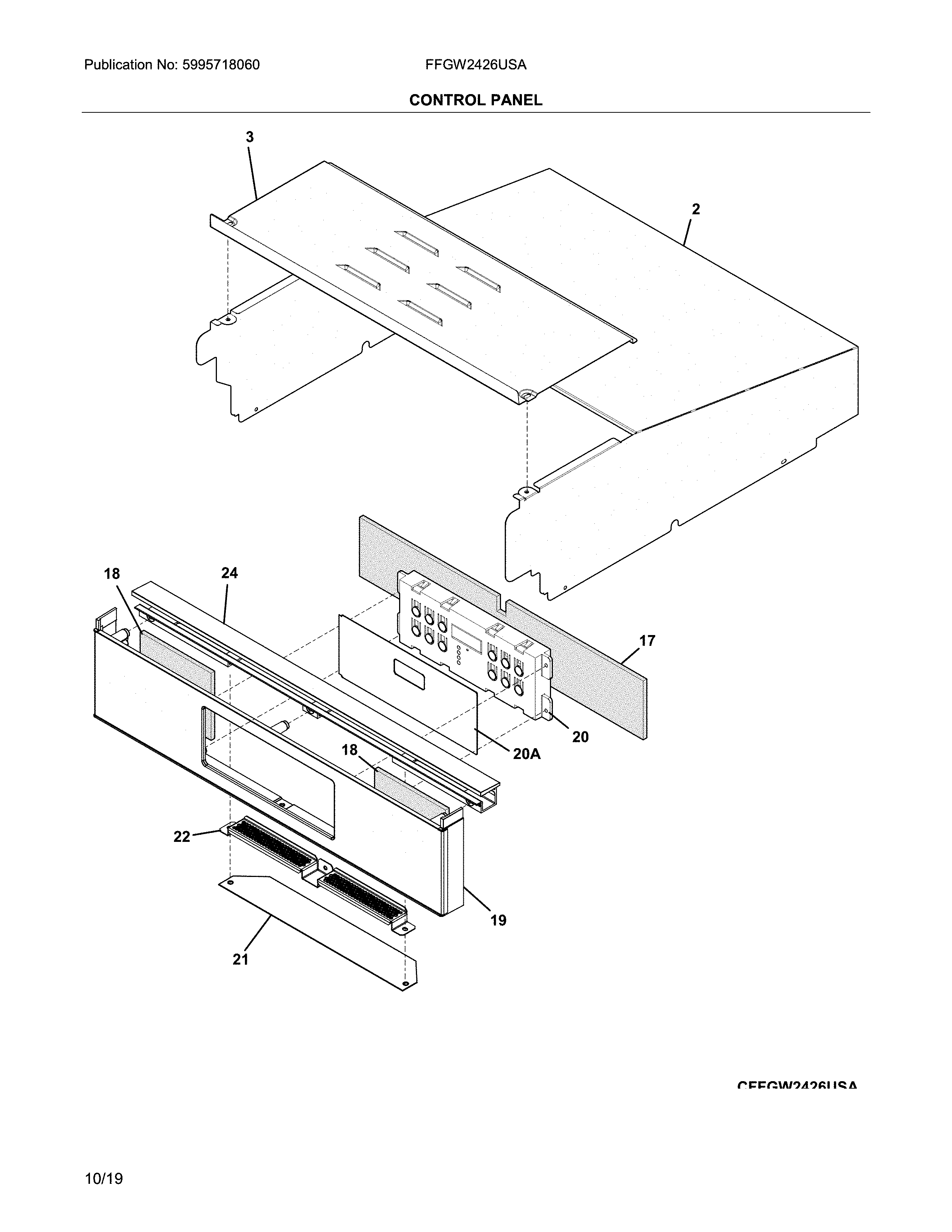 Frigidaire FFGW2426USA control panel diagram