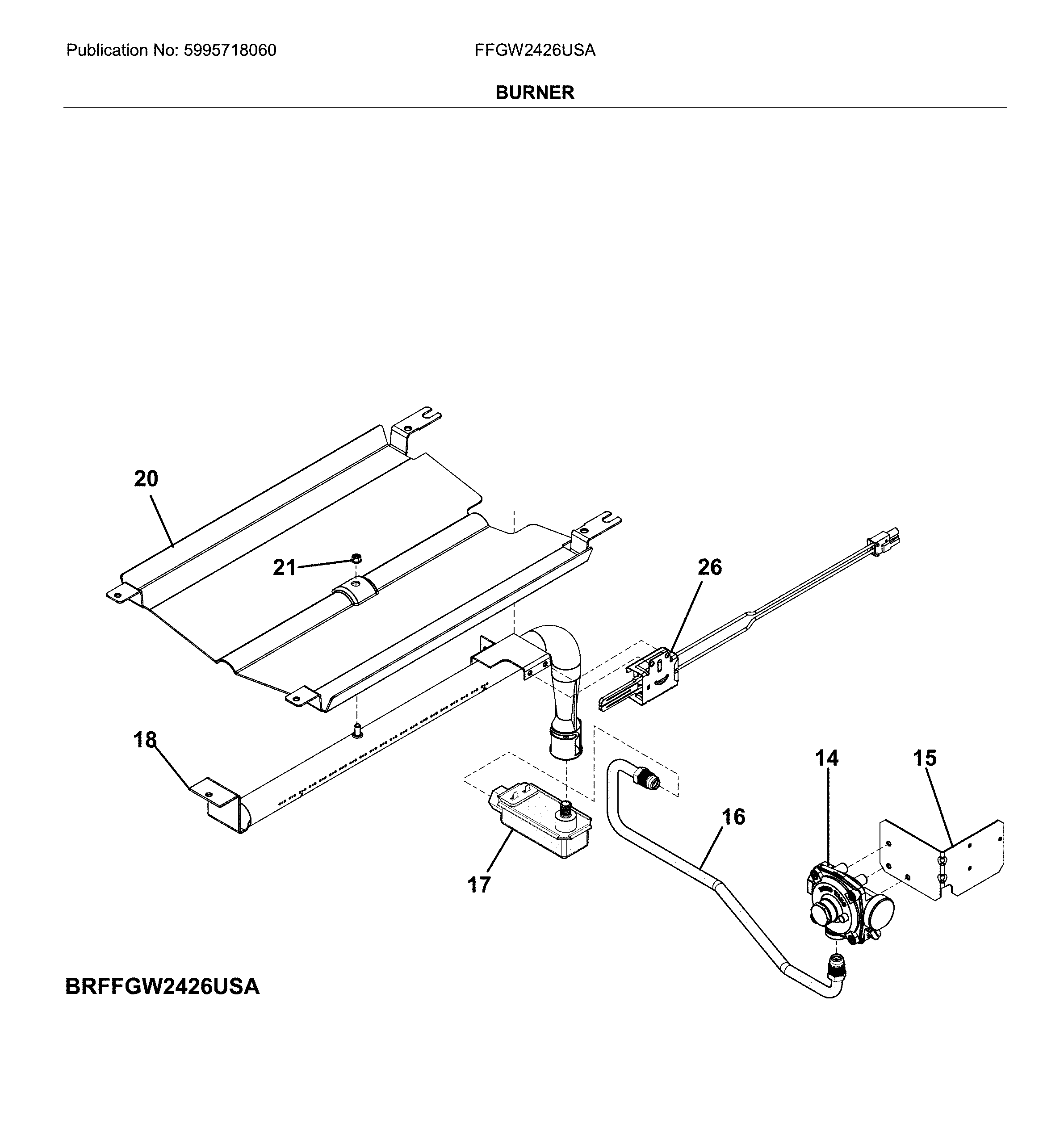 Frigidaire FFGW2426USA burner diagram
