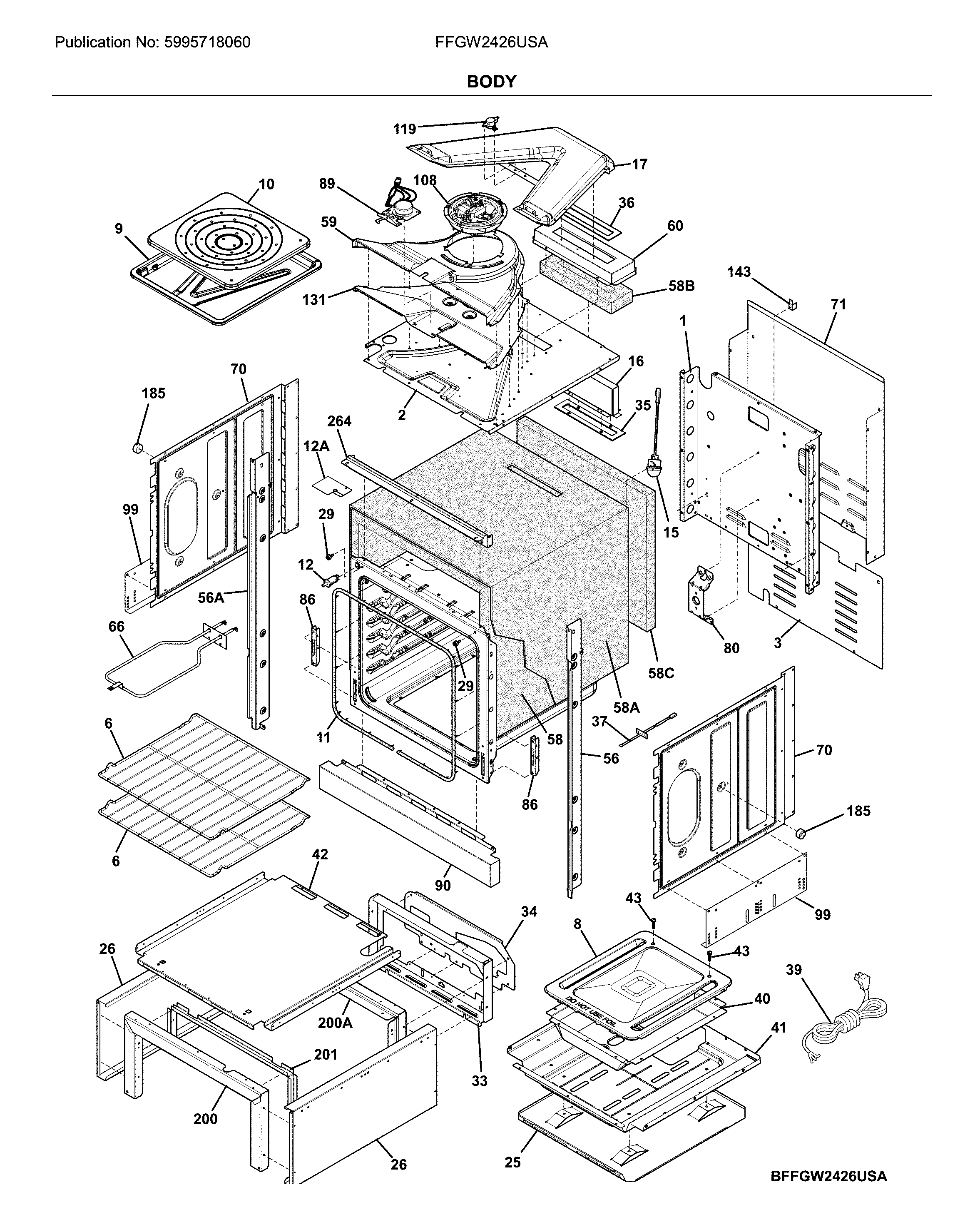 Frigidaire FFGW2426USA body diagram