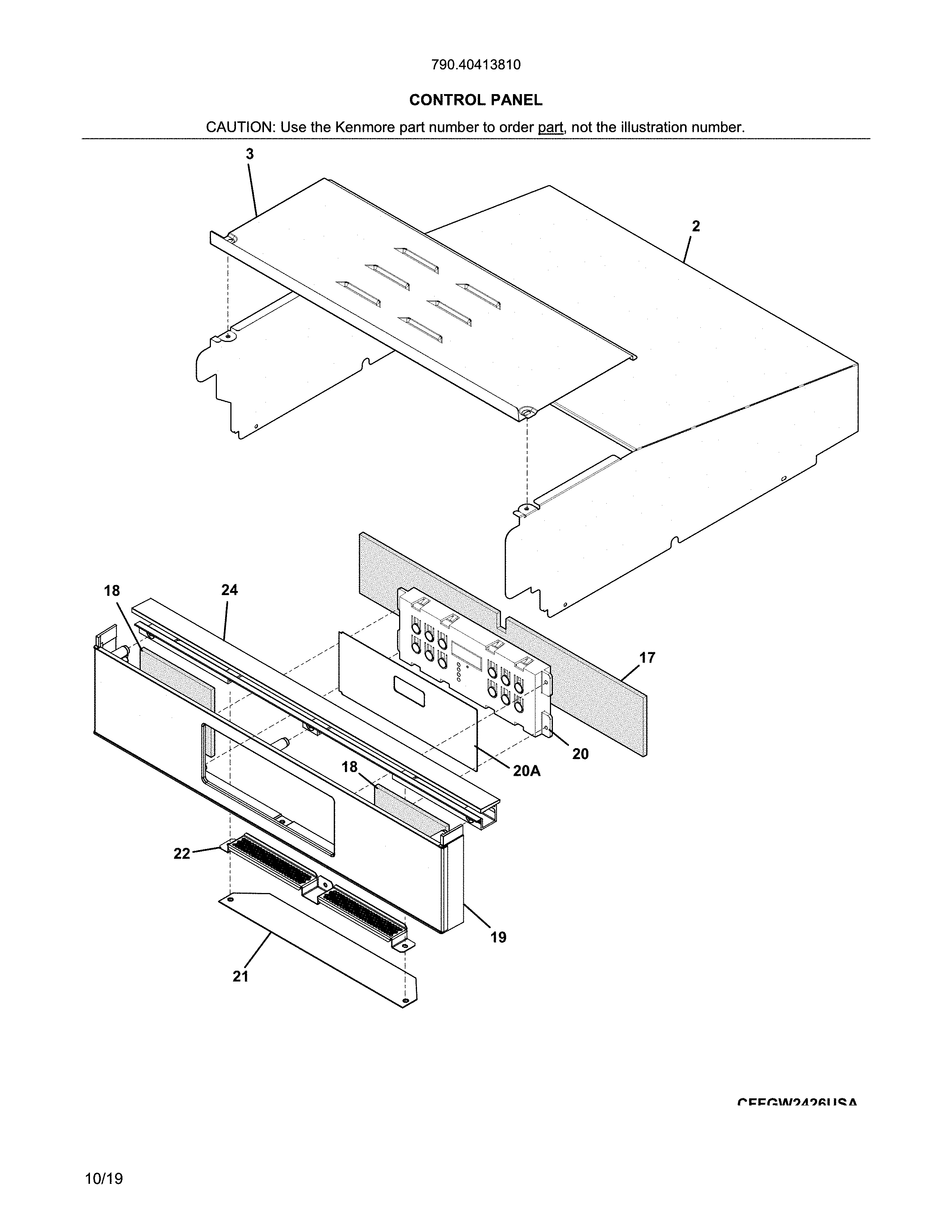 Kenmore 79040413810 control panel diagram