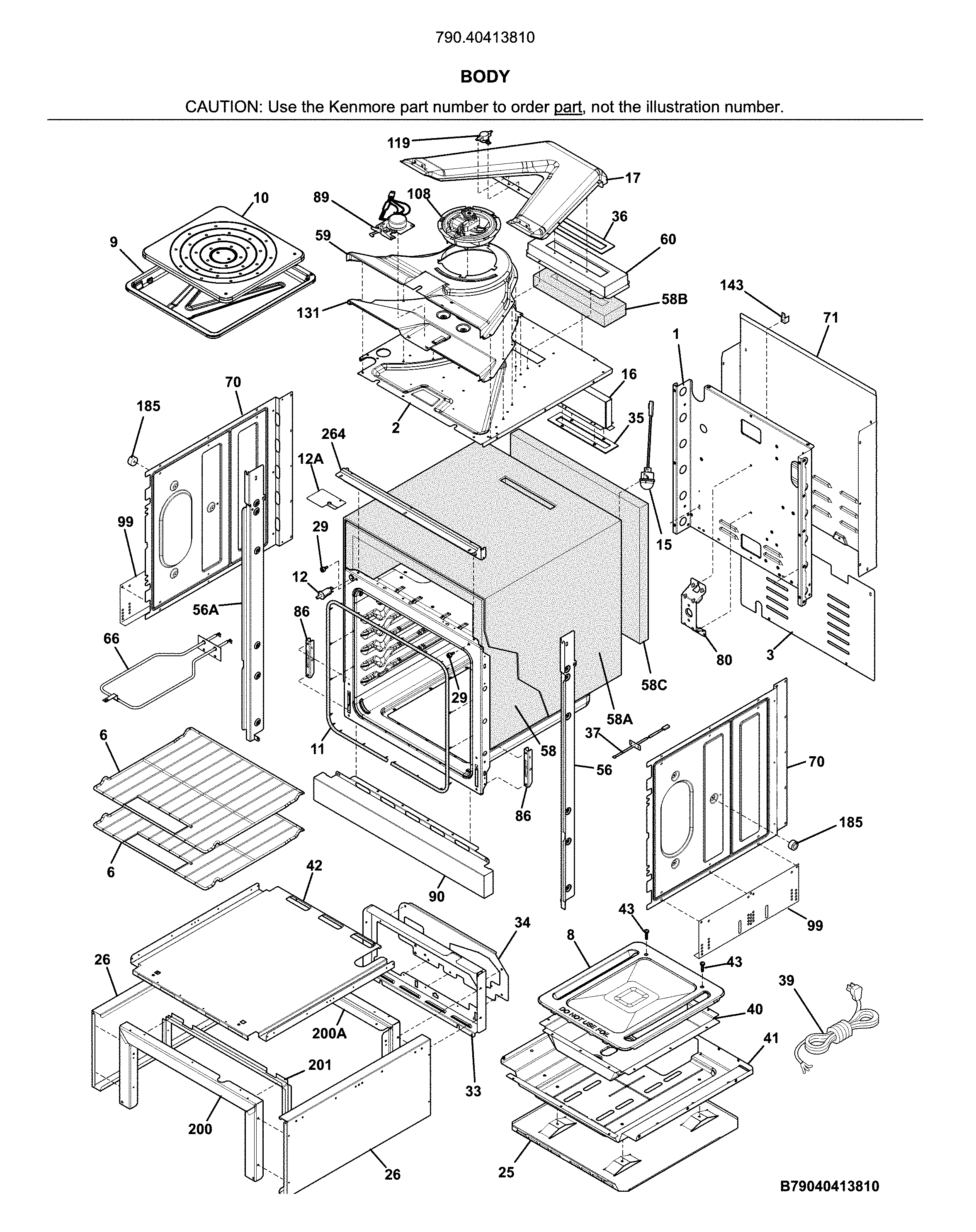Kenmore 79040413810 body diagram