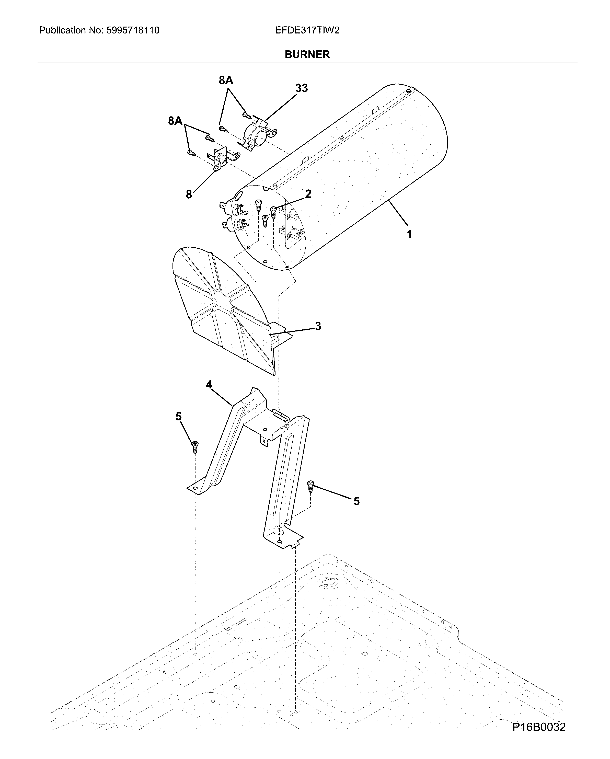Electrolux EFDE317TIW2 burner diagram