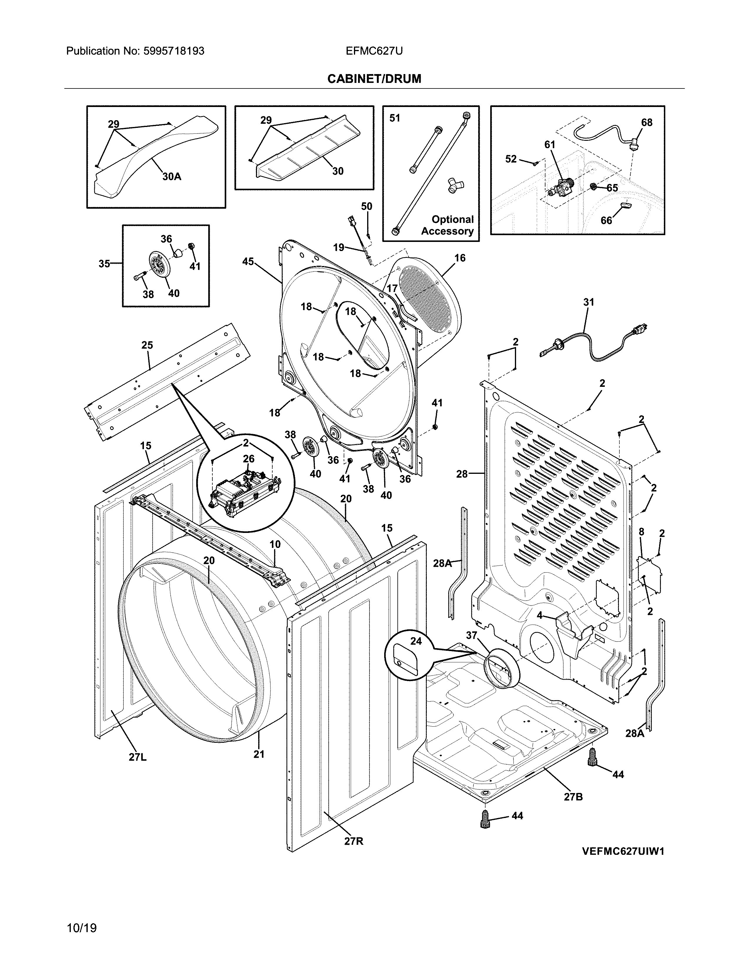Electrolux EFMC627UIW1 cabinet/drum diagram