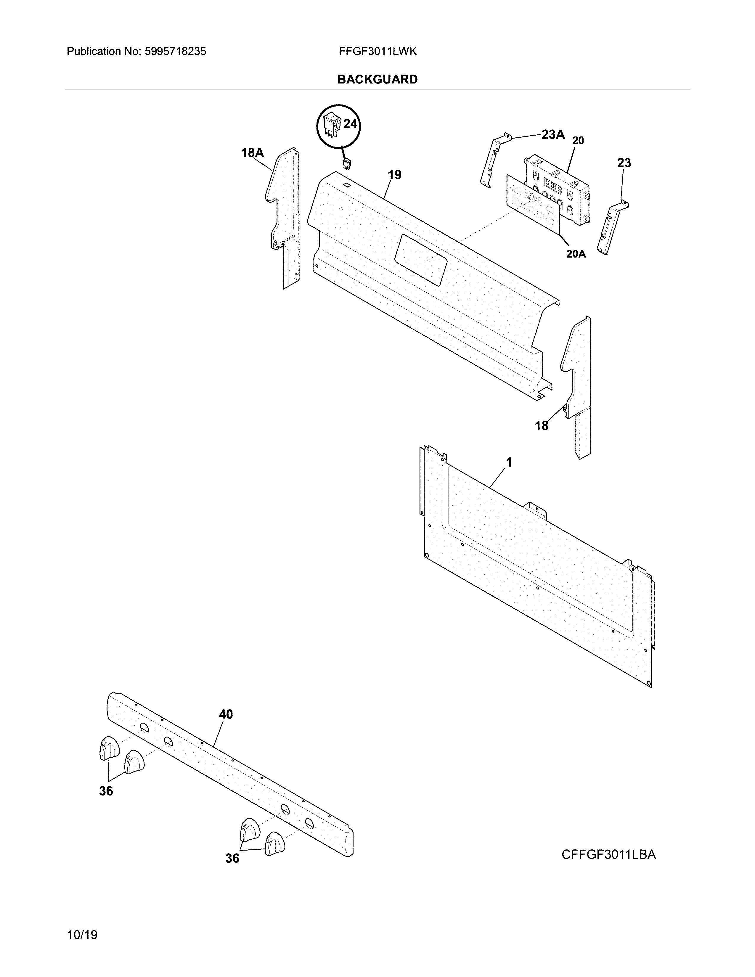 Frigidaire FFGF3011LWK backguard diagram
