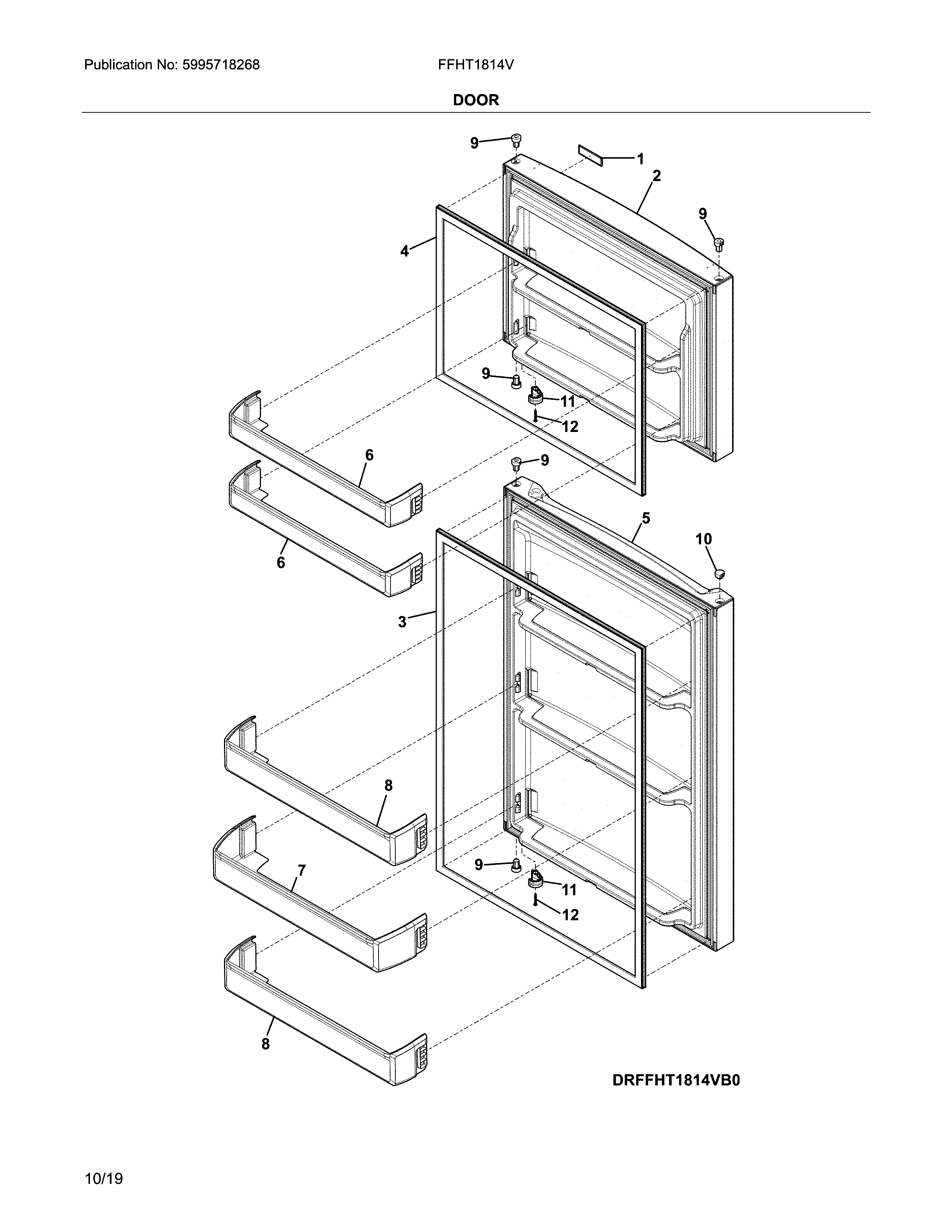 Frigidaire FFHT1814VW0 doors diagram