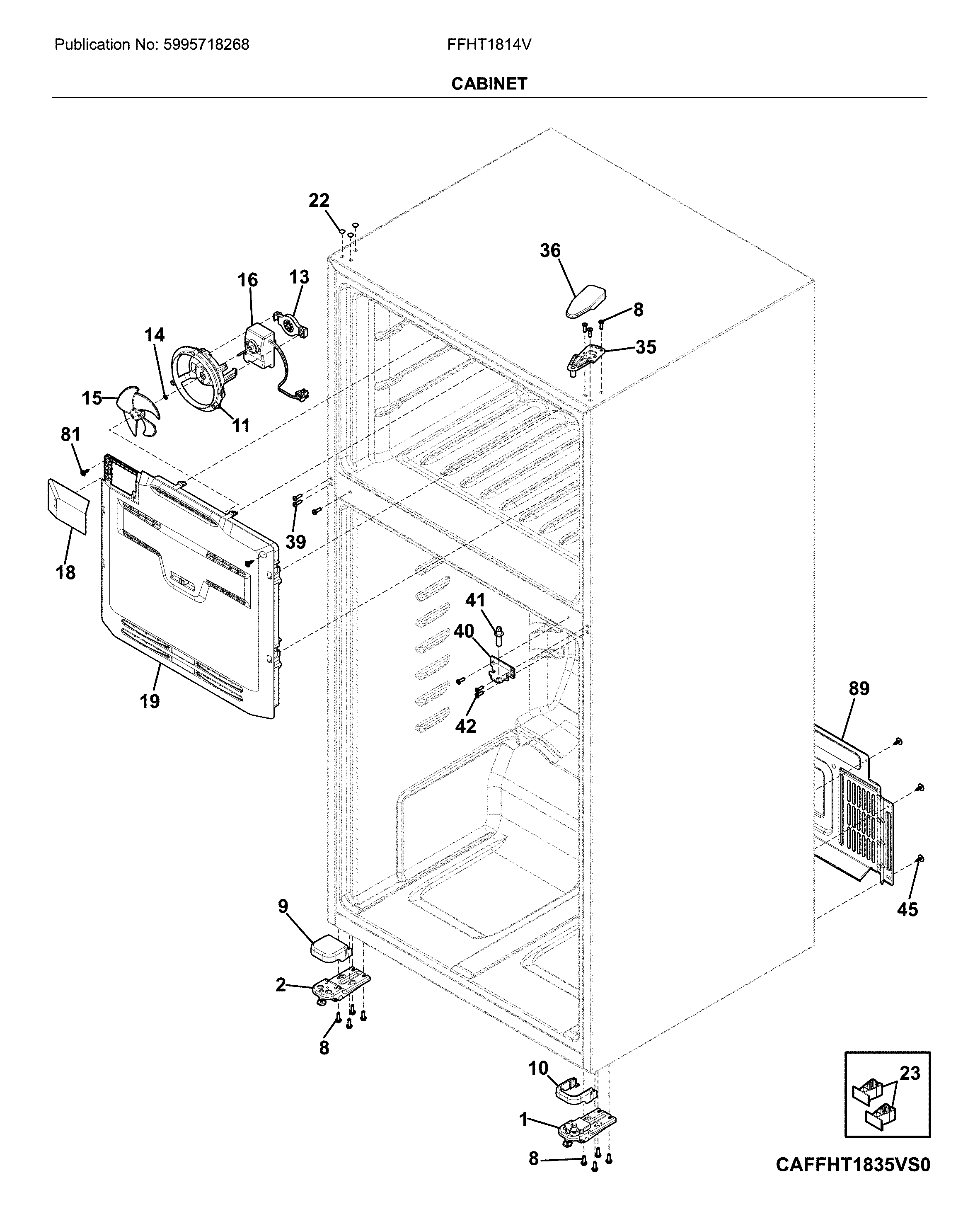 Frigidaire FFHT1814VW0 cabinet diagram