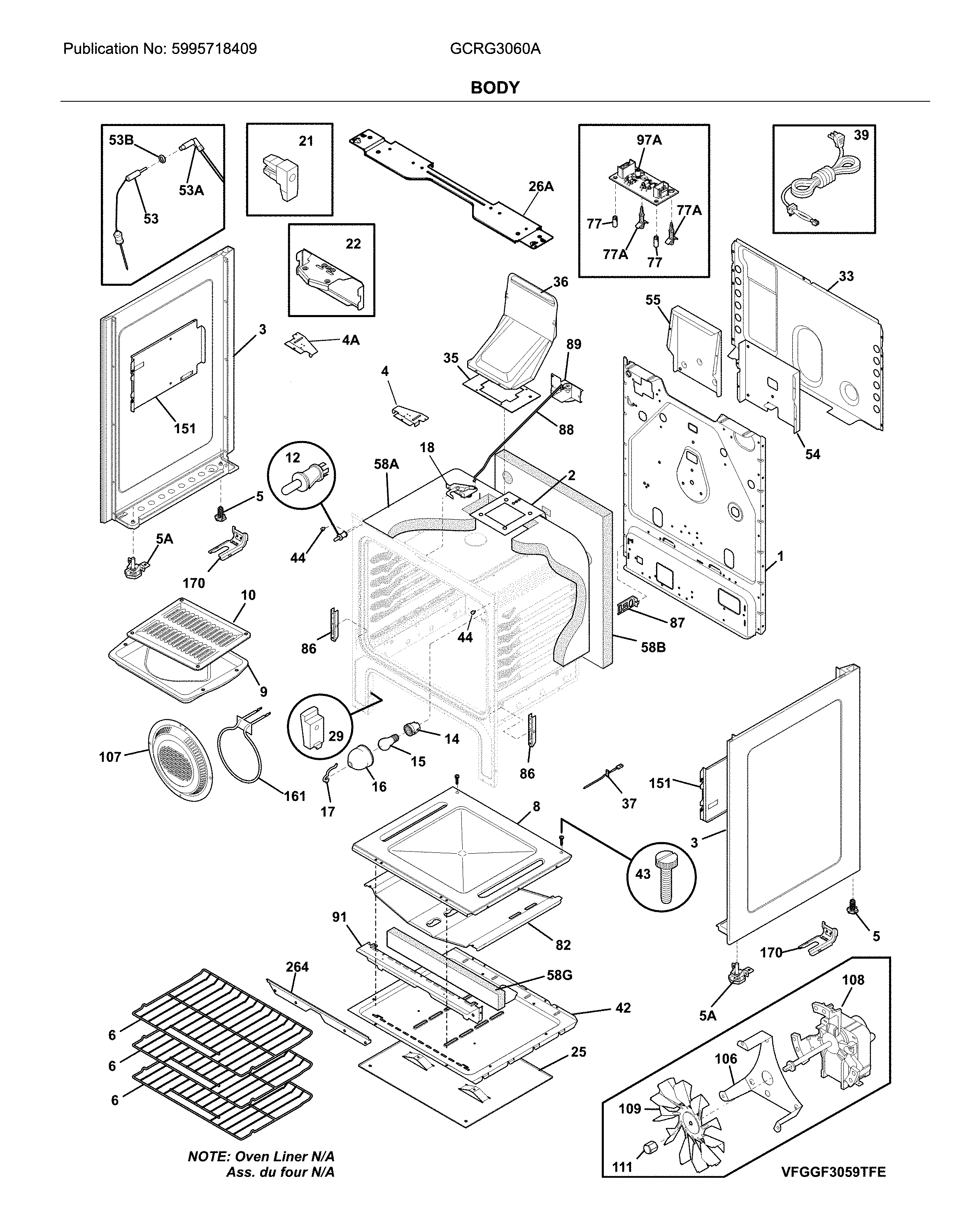 Frigidaire GCRG3060ADA body diagram