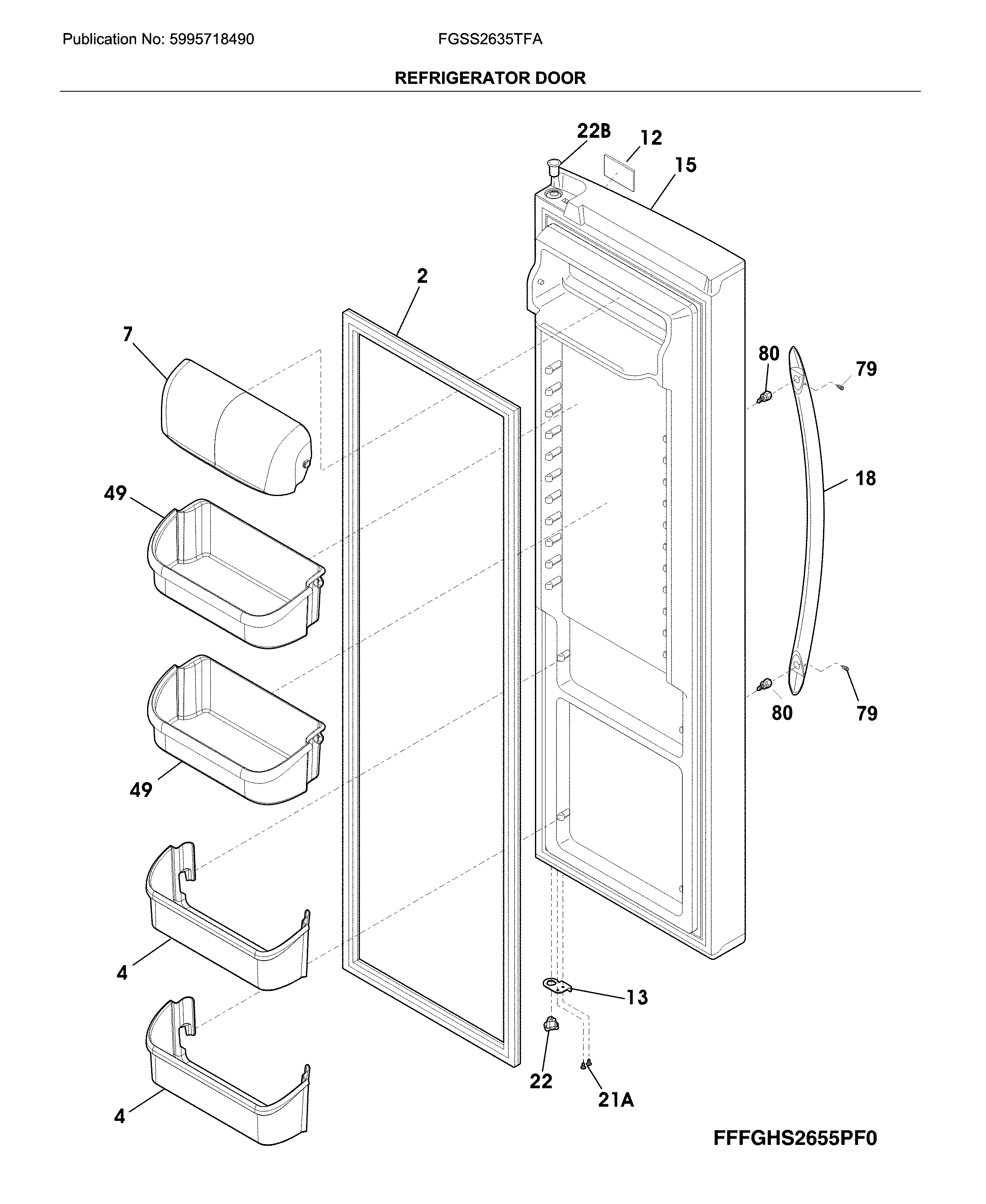 Frigidaire FGSS2635TFA fresh food door diagram