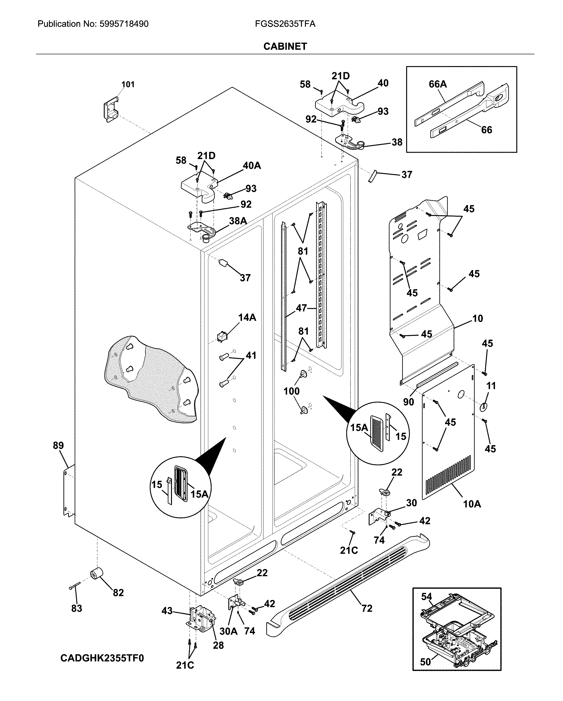 Frigidaire FGSS2635TFA cabinet diagram
