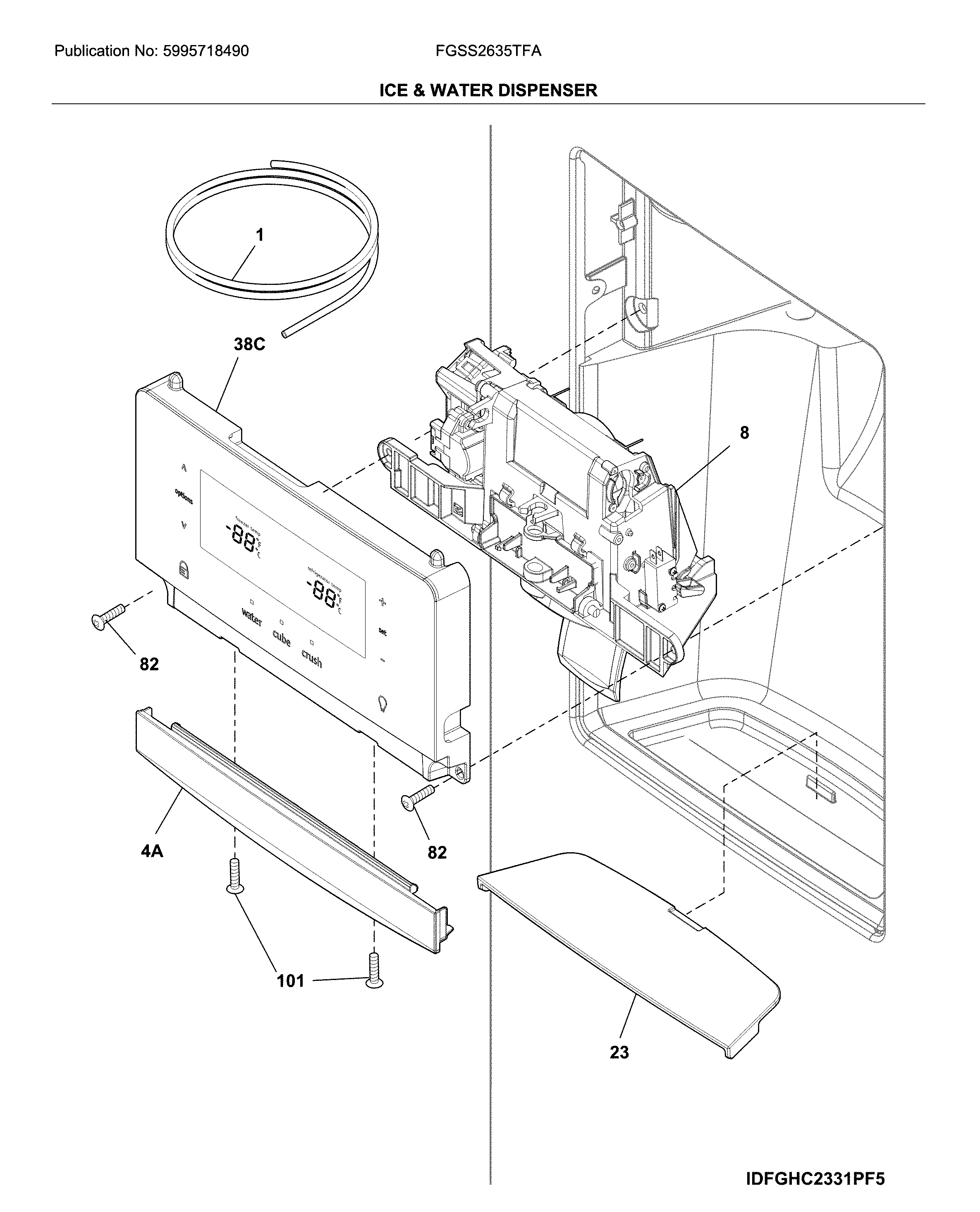 Frigidaire FGSS2635TFA dispense diagram