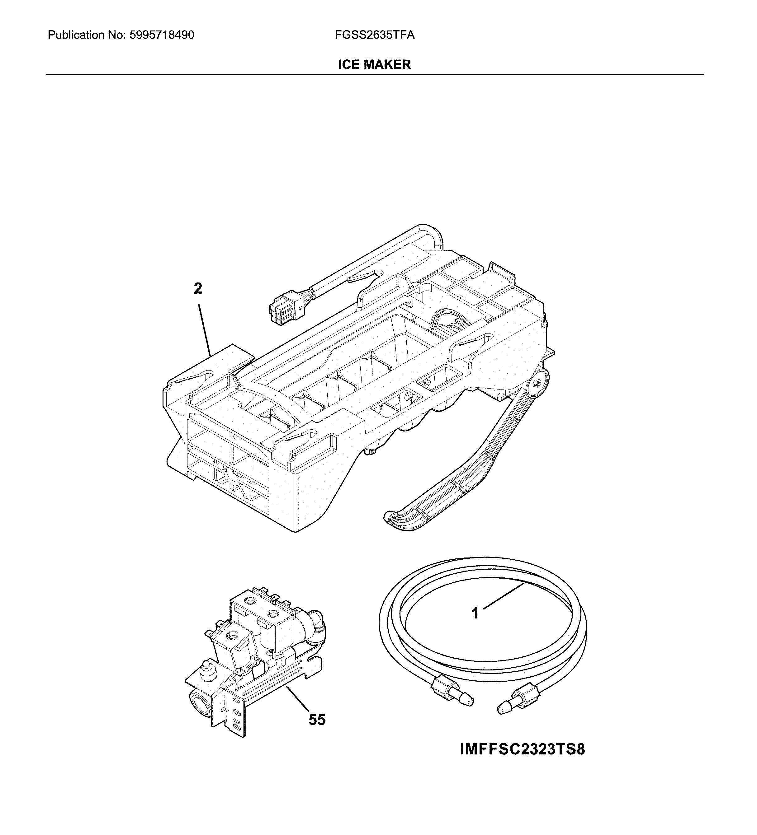 Frigidaire FGSS2635TFA ice maker diagram