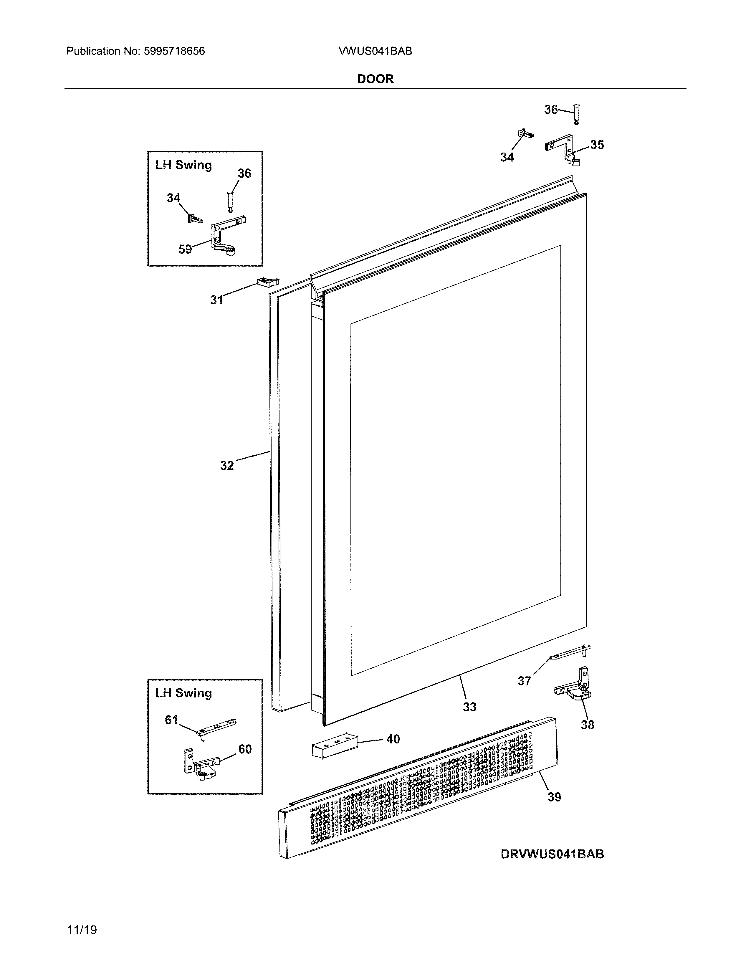 Vintec VWUS041BAB door diagram