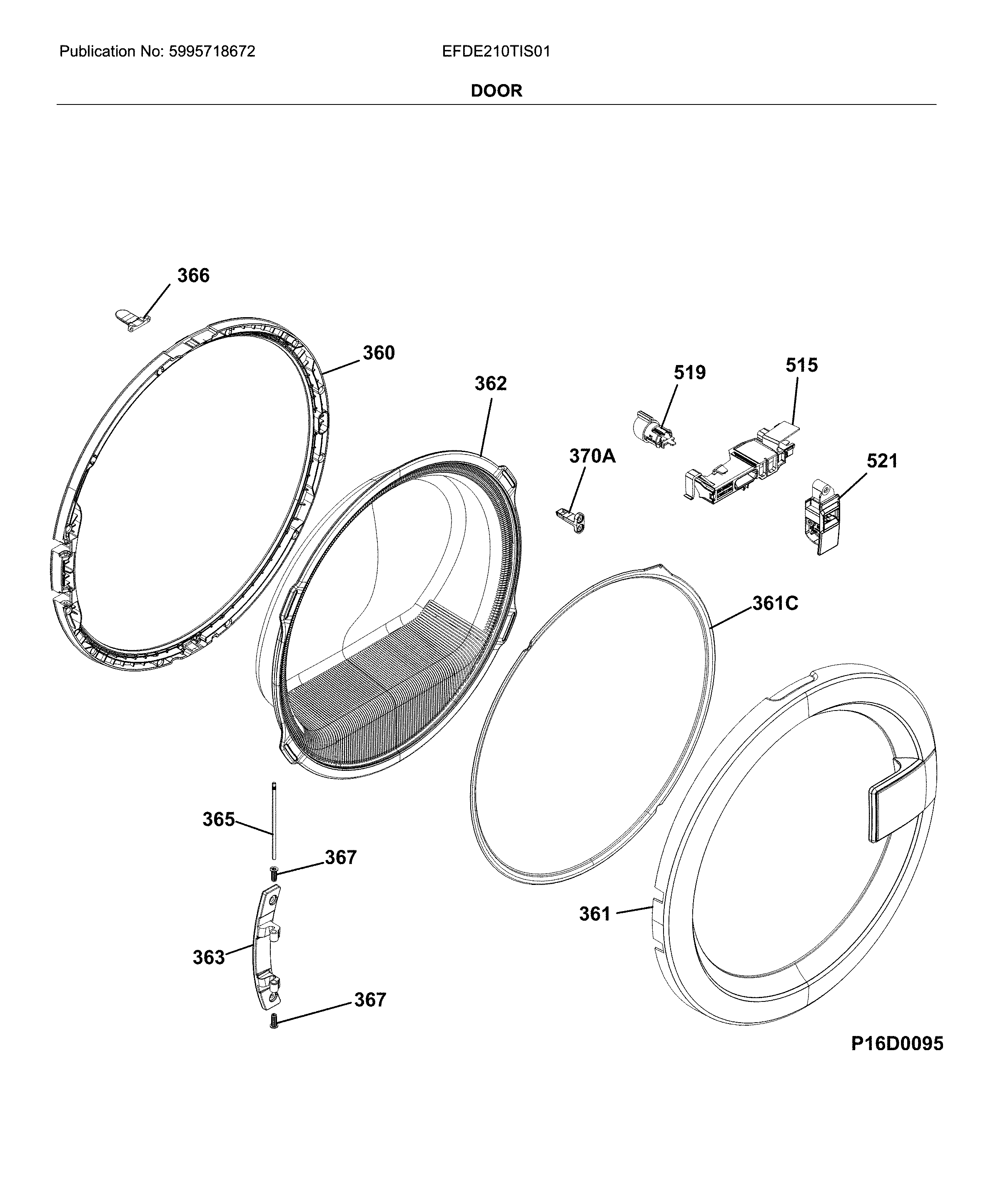 Electrolux EFDE210TIS01 door diagram